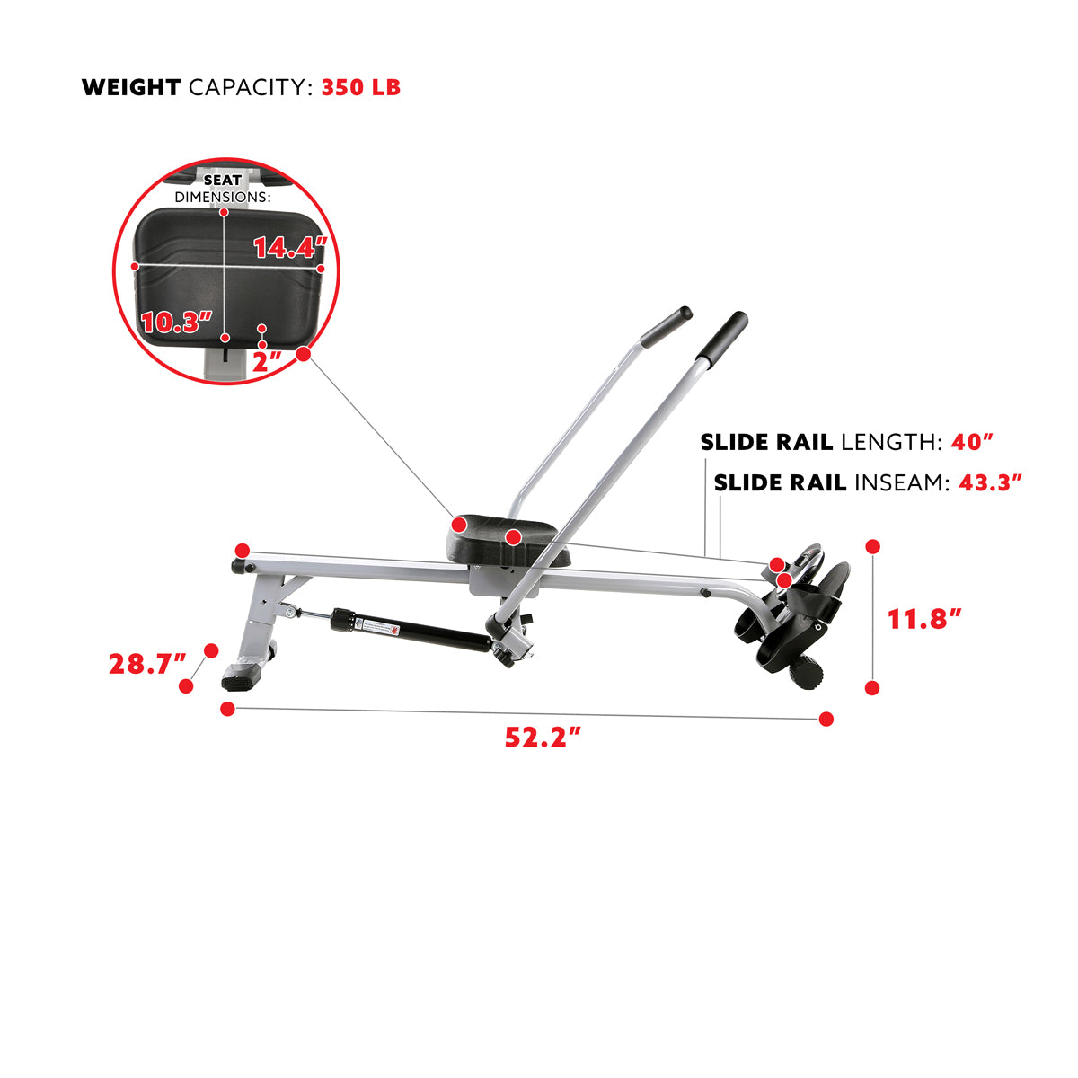  Full Motion Rowing Machine Rower w/ 350 lb High Weight Capacity and LCD Monitor、mySite、ghnorth