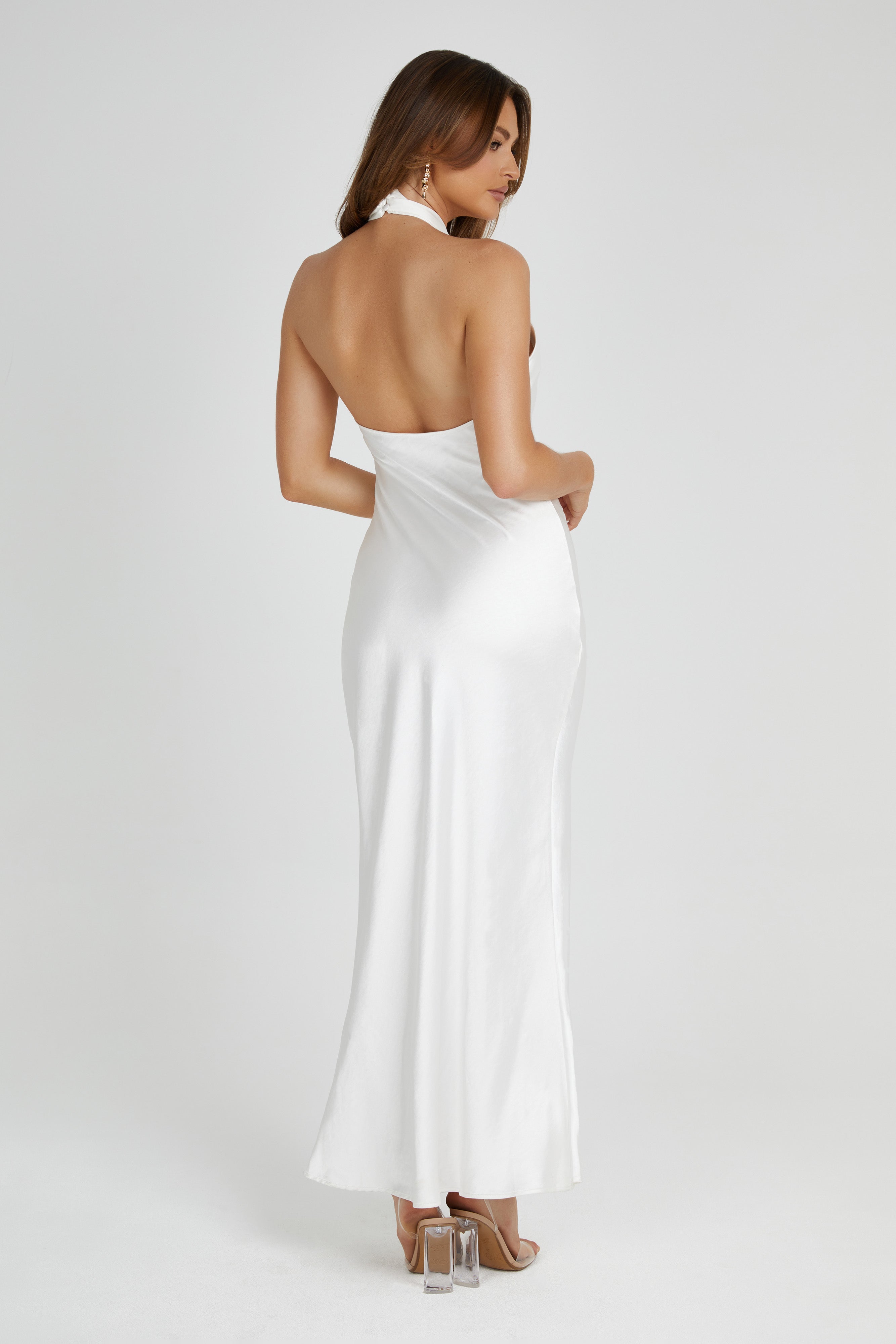Laura Halter Satin Gown - White、mySite、solidvoid