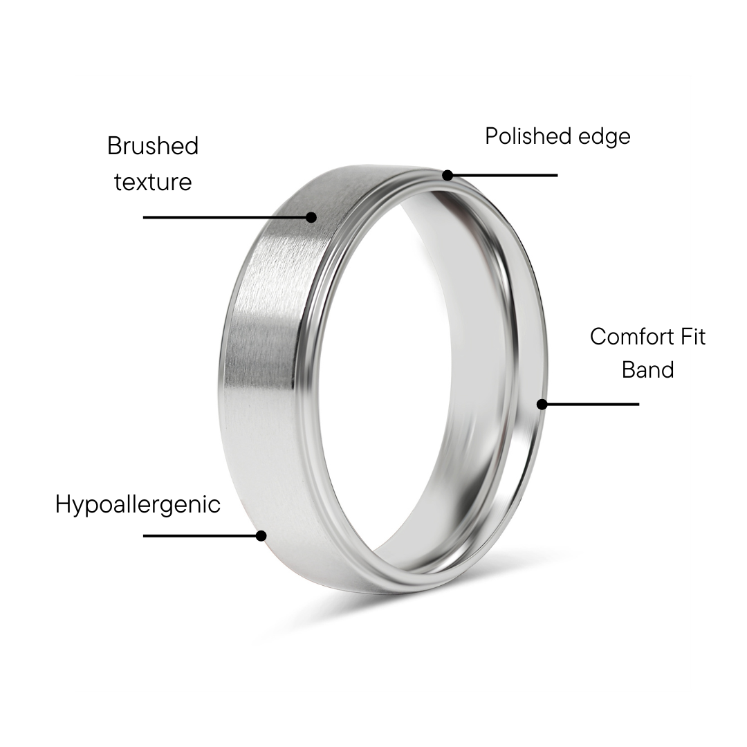 Stainless Steel Blank Ring Brushed Flat Center Polished Edge / CFR0002、mySite、dreamappss