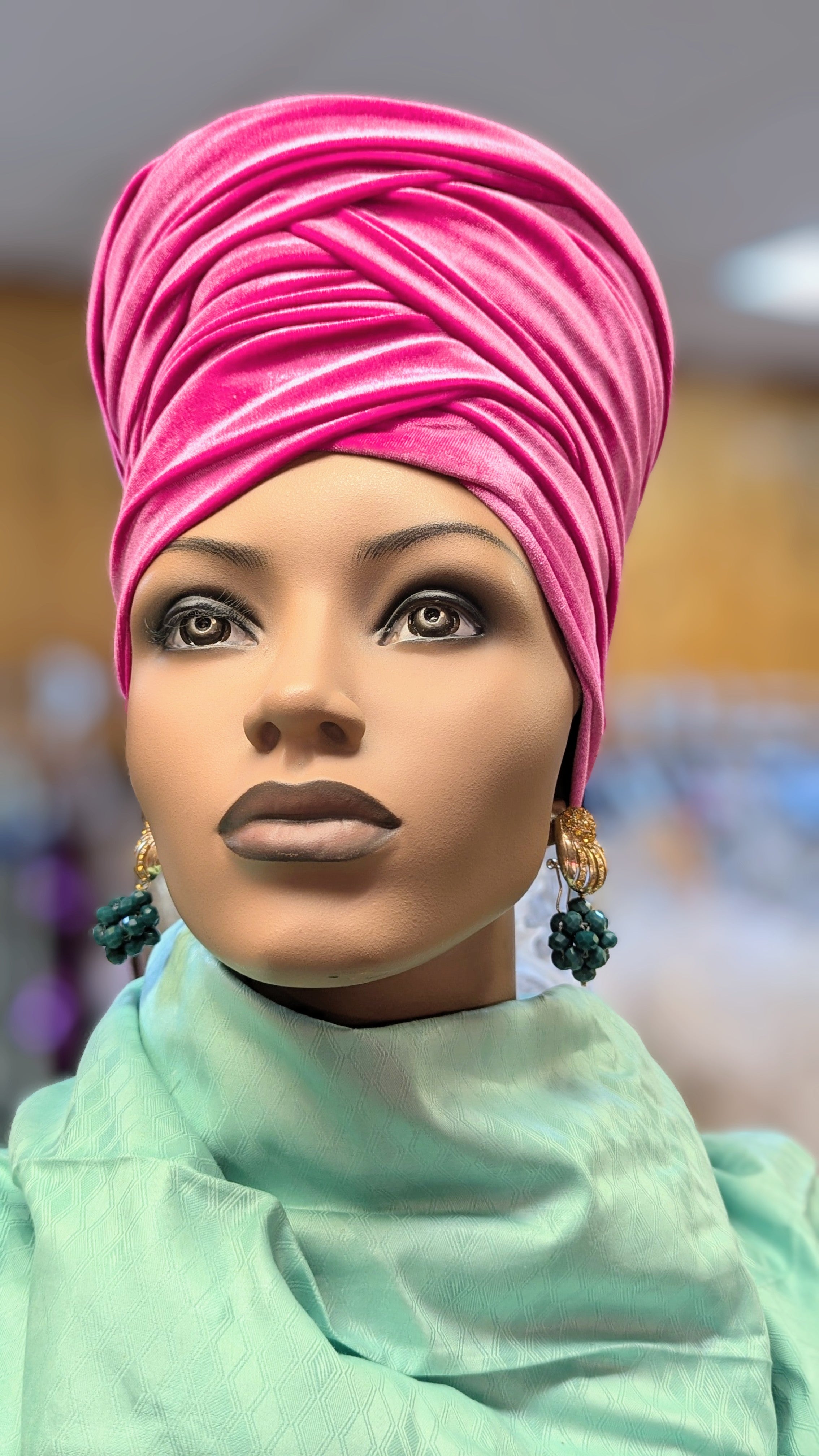 Kaliyah Fuchsia Pink Velour African Hat Head Wrap DPVHHWP3、mySite、solidvoid