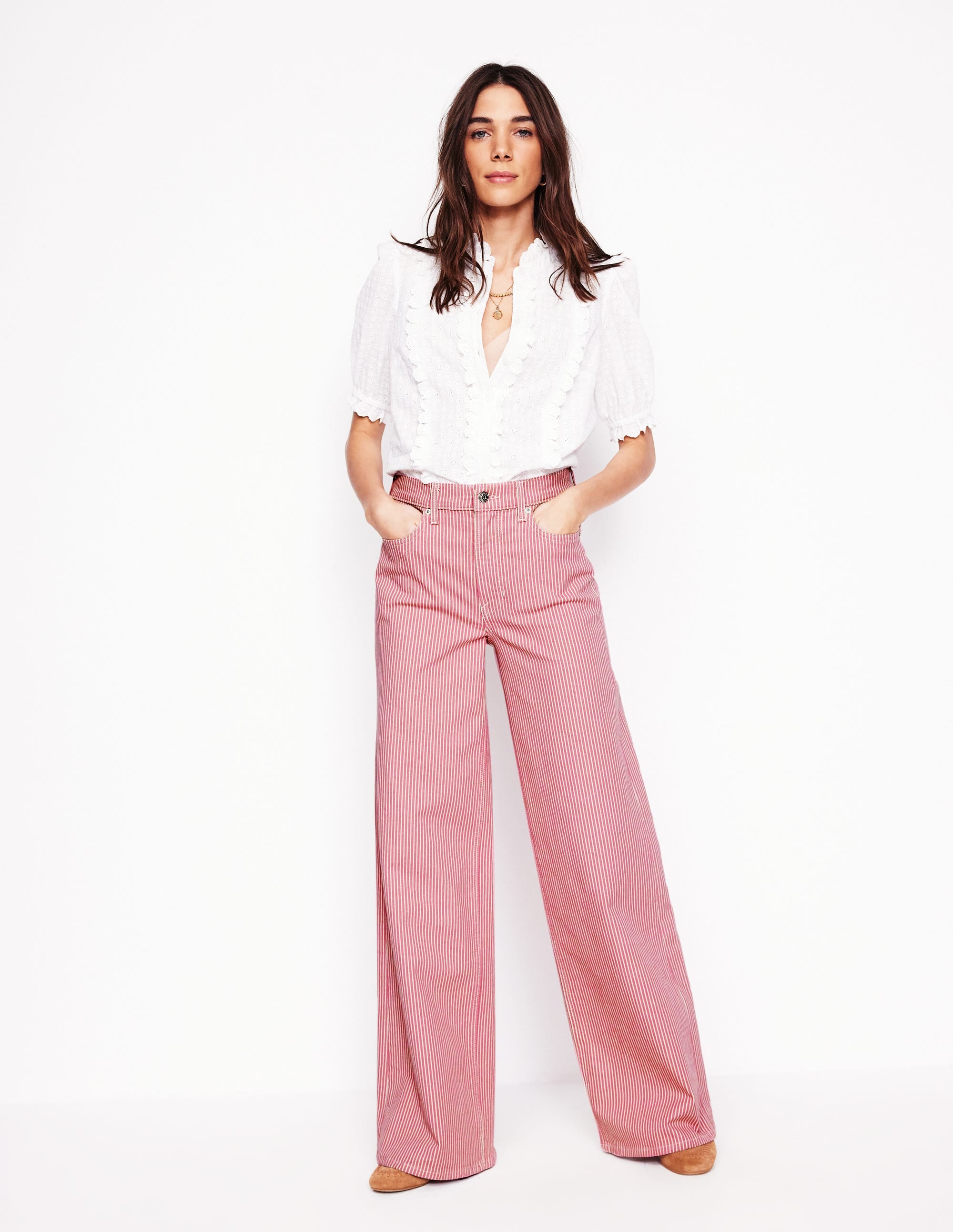  High Rise Wide Leg Jeans-Pink Stripe、mySite、ashleygrahame