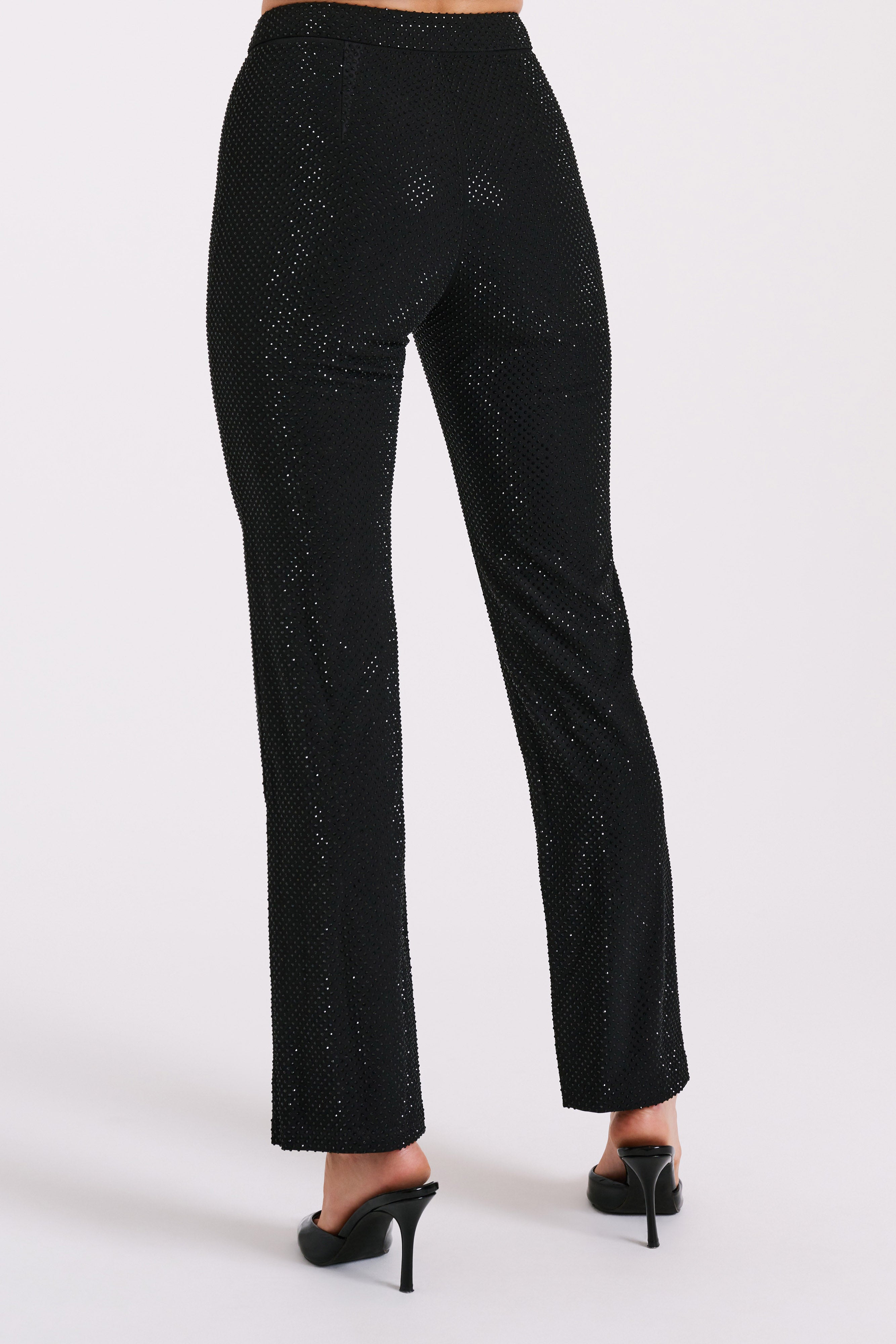 Kaycee Straight Leg Diamante Pants - Black、mySite、solidvoid