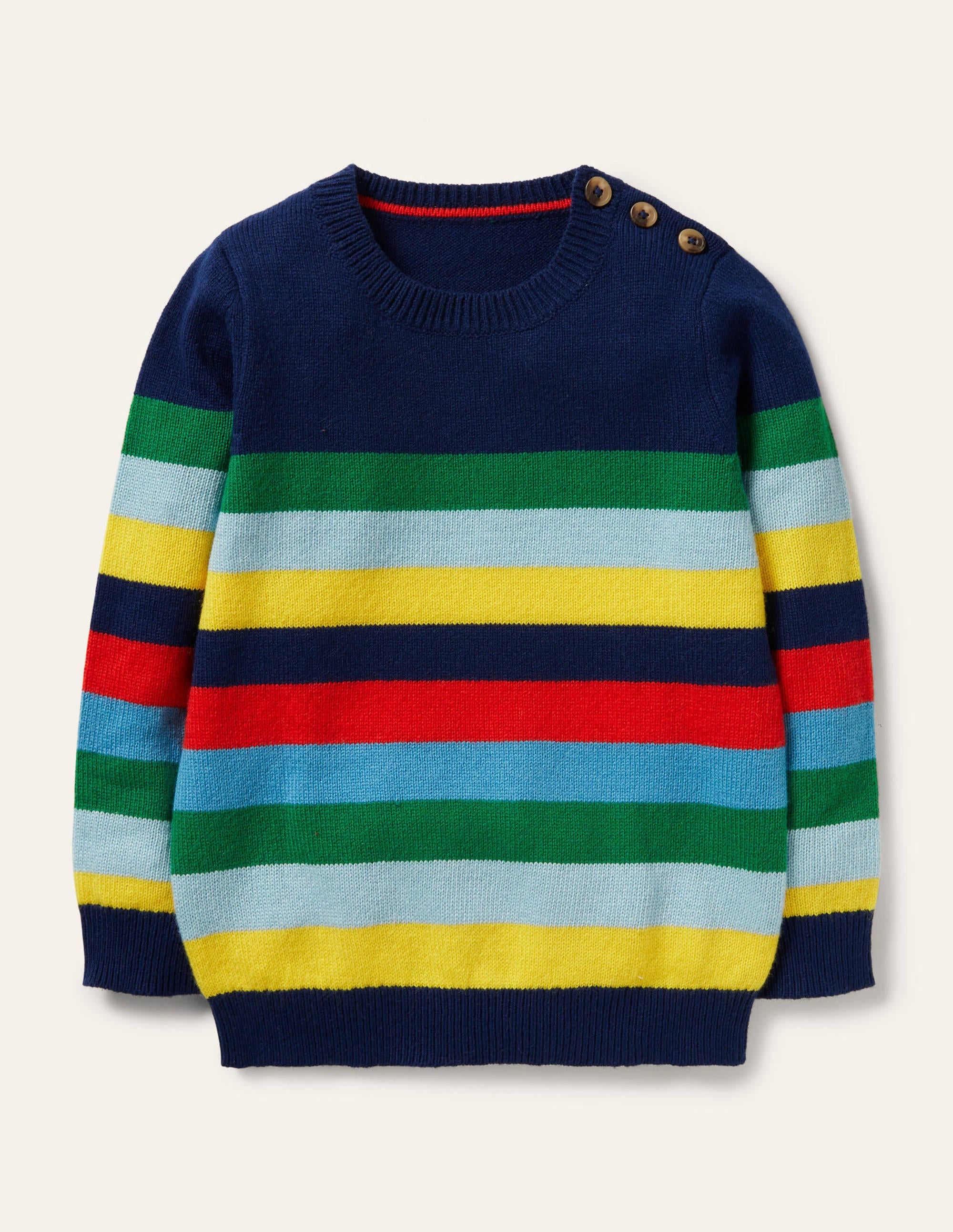  Colourblock Crew Jumper-College Navy/Rainbow、mySite、ashleygrahame