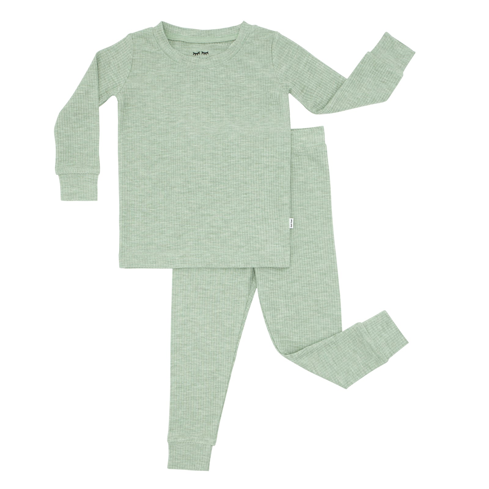 Heather Sage Ribbed Two-Piece Pajama Set、mySite、g9winljtr