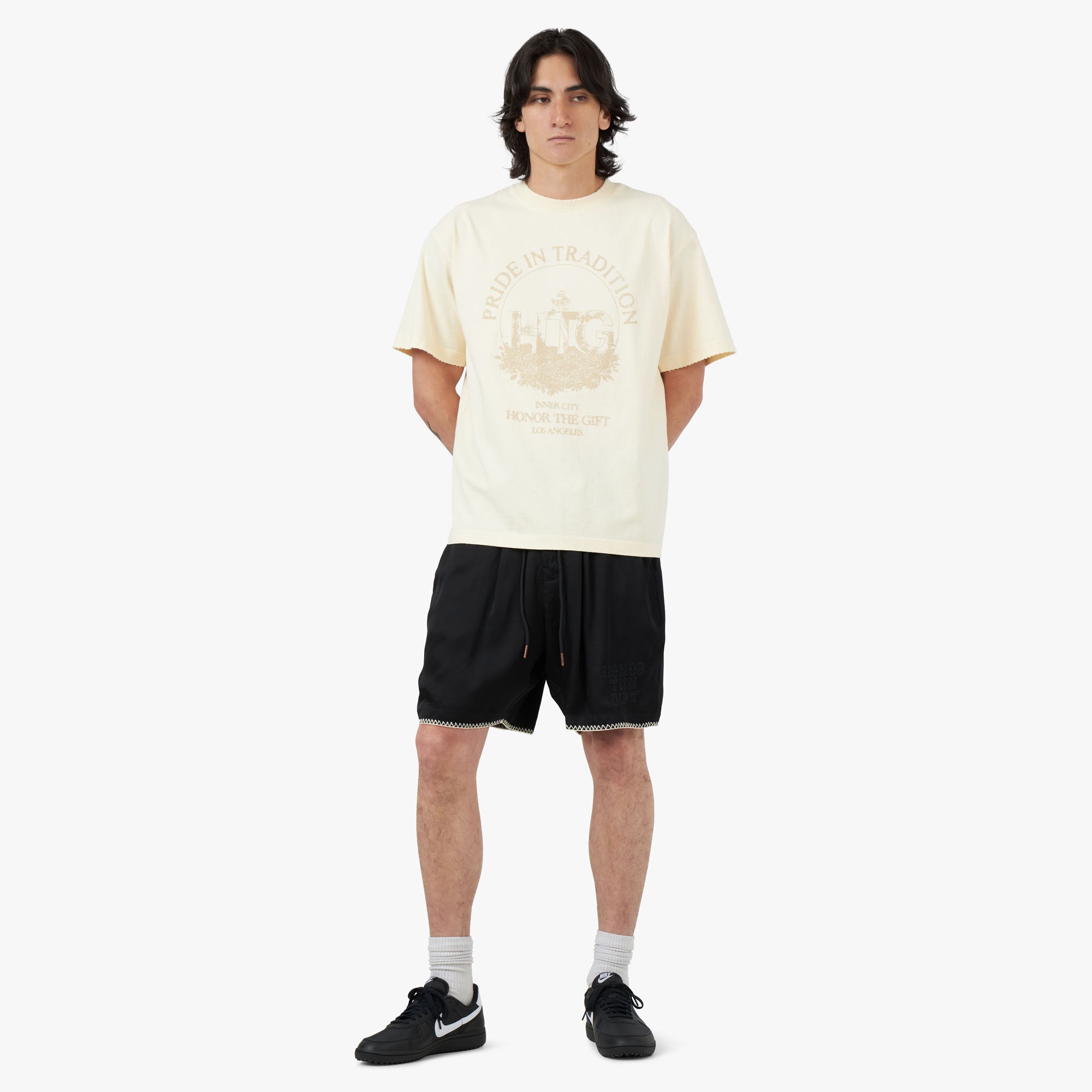  Honor The Gift Blanket Stitch Shorts / Black、mySite、merchandisen