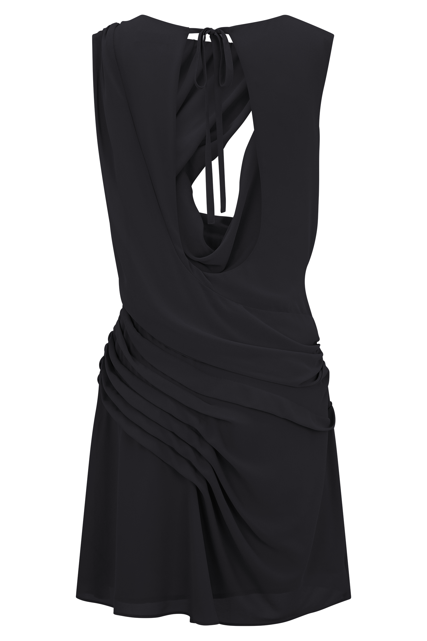 Oria Chiffon Mini Dress - Black、mySite、solidvoid