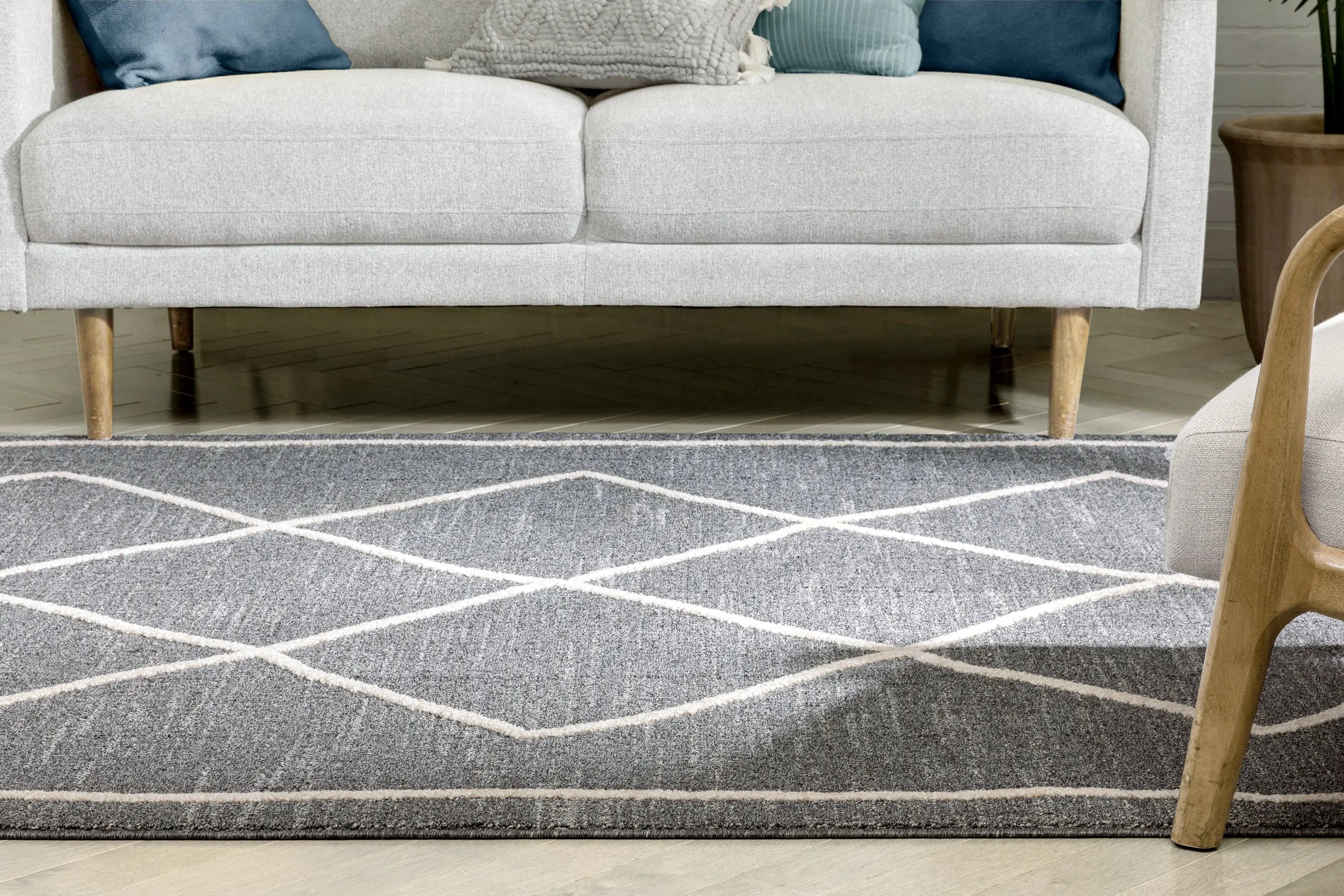 Cora Moroccan Lattice Trellis Grey Looped Pile Rug、mySite、gigharbornorthrealestate