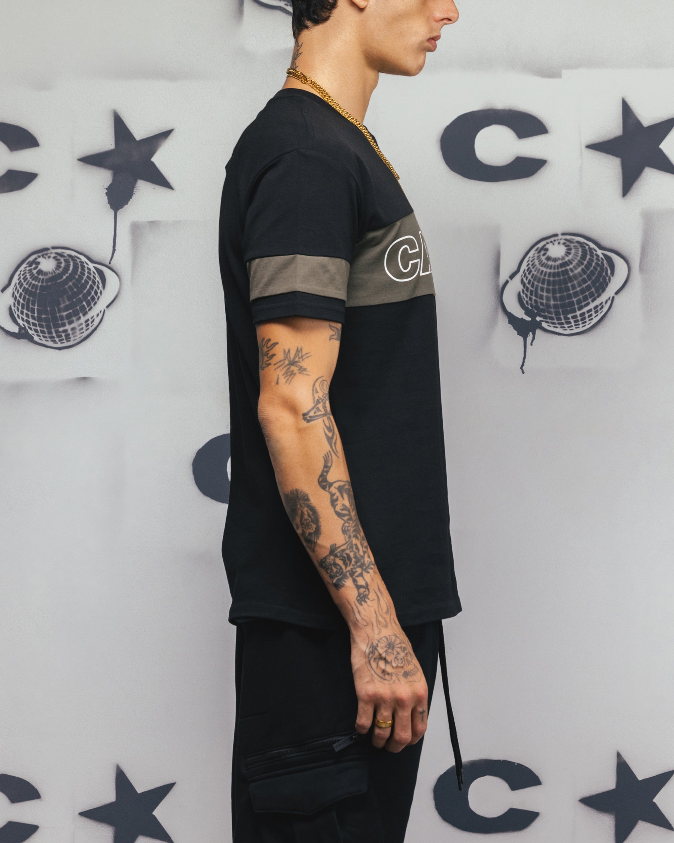 Carre Bars T-Shirt Black/Khaki、mySite、zt4zffjzw