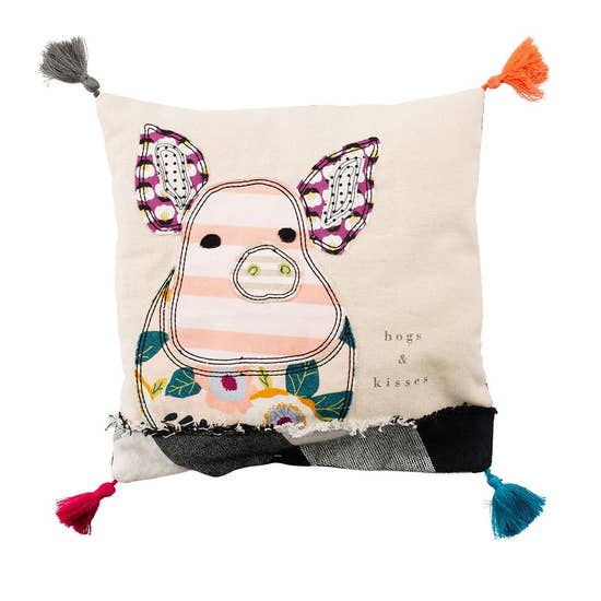 Hogs and Kisses Pillow and Tea Towel-USA Designed、mySite、g9winljtr