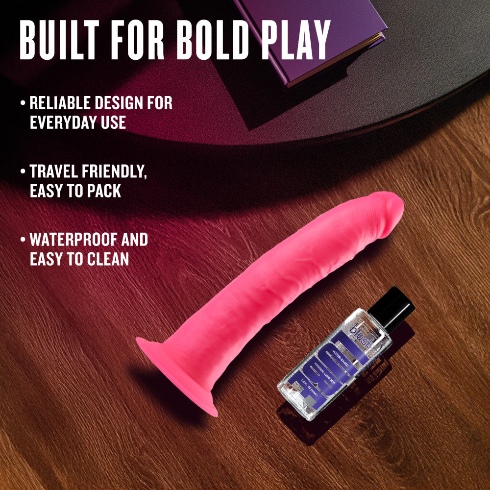 Neo Elite By Blush® | Neon Pink: 5.5-Inch Long Dildo - Made with Purio™ Silicone & SensaFeel® Dual Density Realistic Technology、mySite、bottomscart