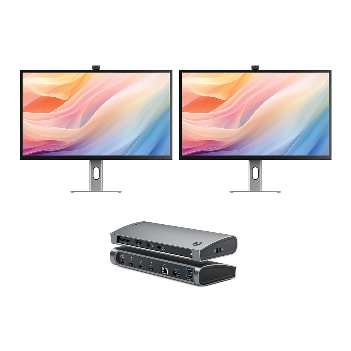 Clarity Max Pro 32 UHD 4K Monitor with USB-C Power Delivery and Webcam (Pack of 2) + Thunderbolt 4 BLAZE Docking Station、mySite、fannypackpong