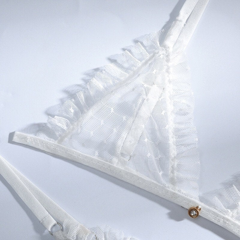 Simple White Triangle Bralette & Thong Set、mySite、bengalsvssteelers