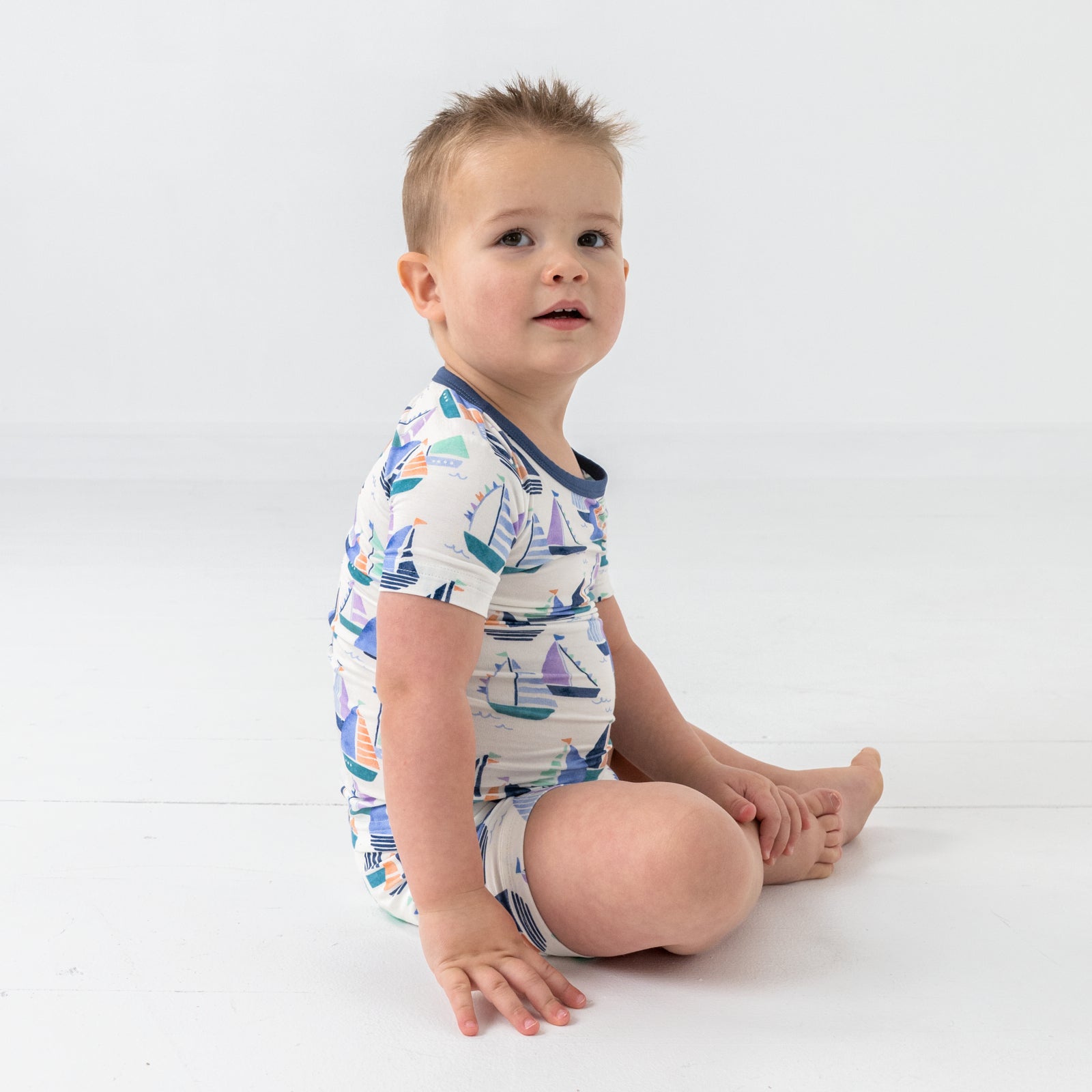  Seas The Day Two-Piece Short Sleeve & Shorts Pajama Set、mySite、layawaytickets