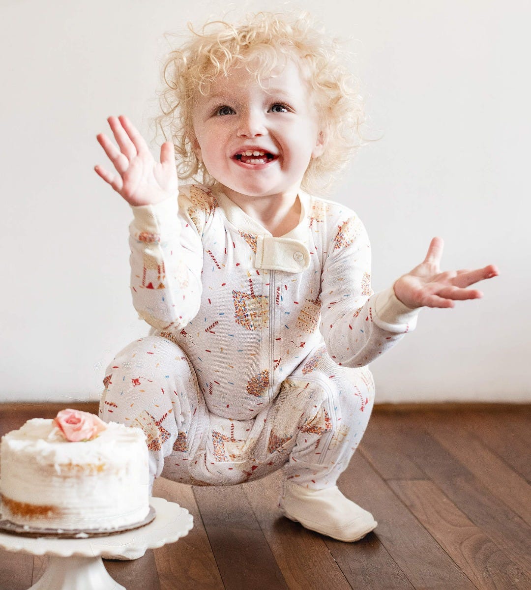 Birthday Cake Organic Cotton One-Piece Sleeper、mySite、g9winljtr