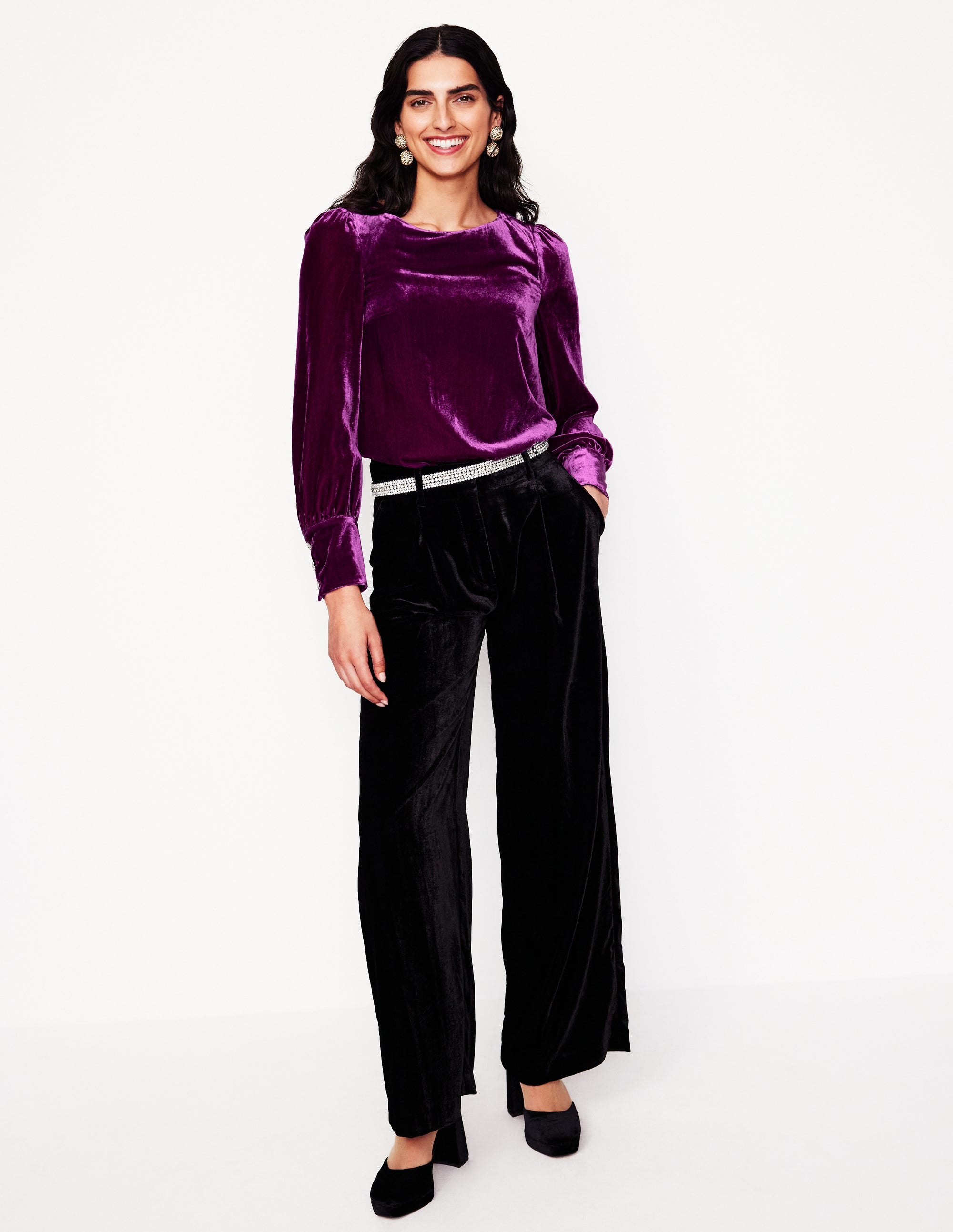  Button Back Velvet Top-Regal Purple、mySite、ashleygrahame