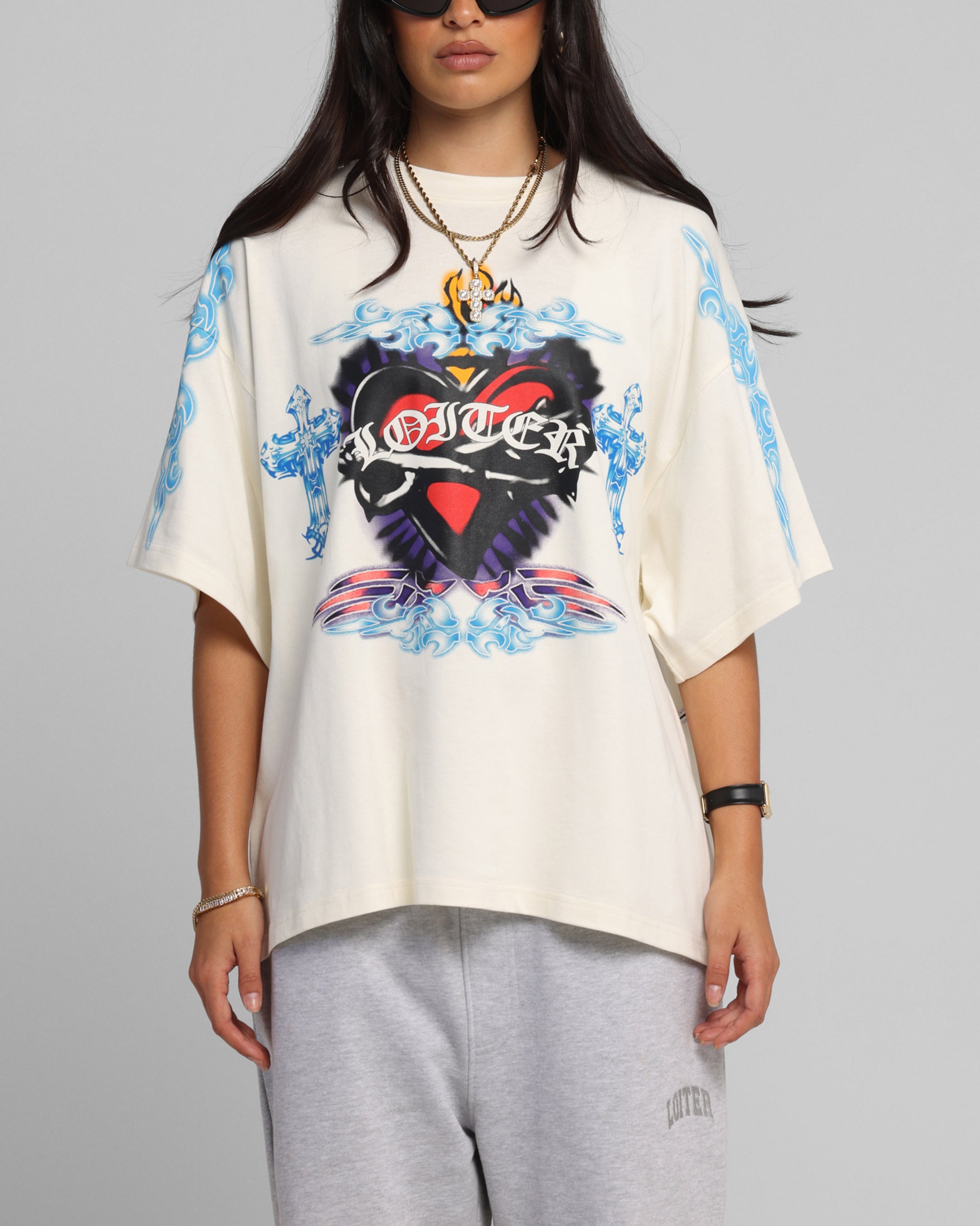 Loiter Hearts T-Shirt Off White、mySite、zt4zffjzw