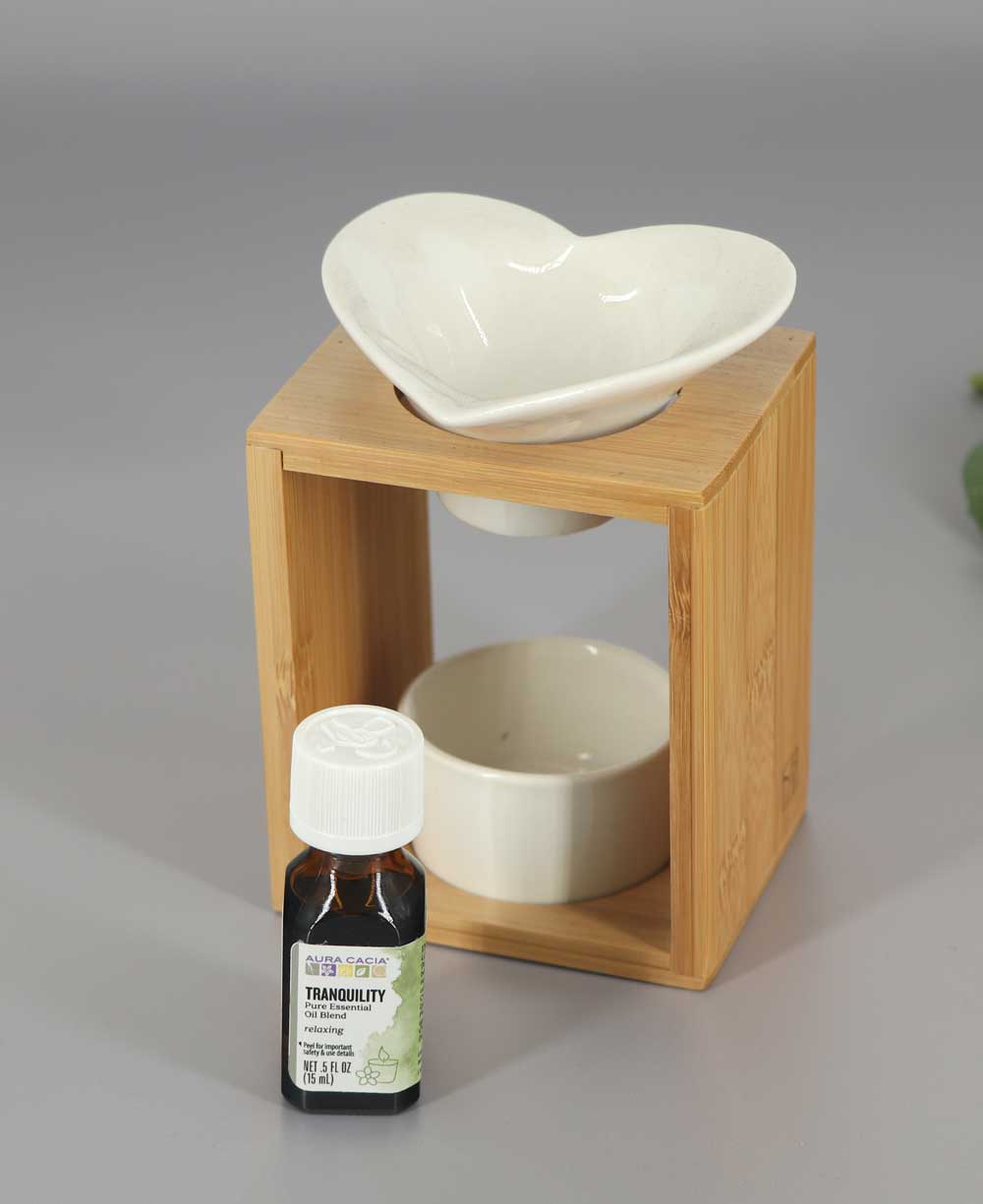 Ceramic and Bamboo Oil Burner Set Essential Oil、mySite、topwebapps