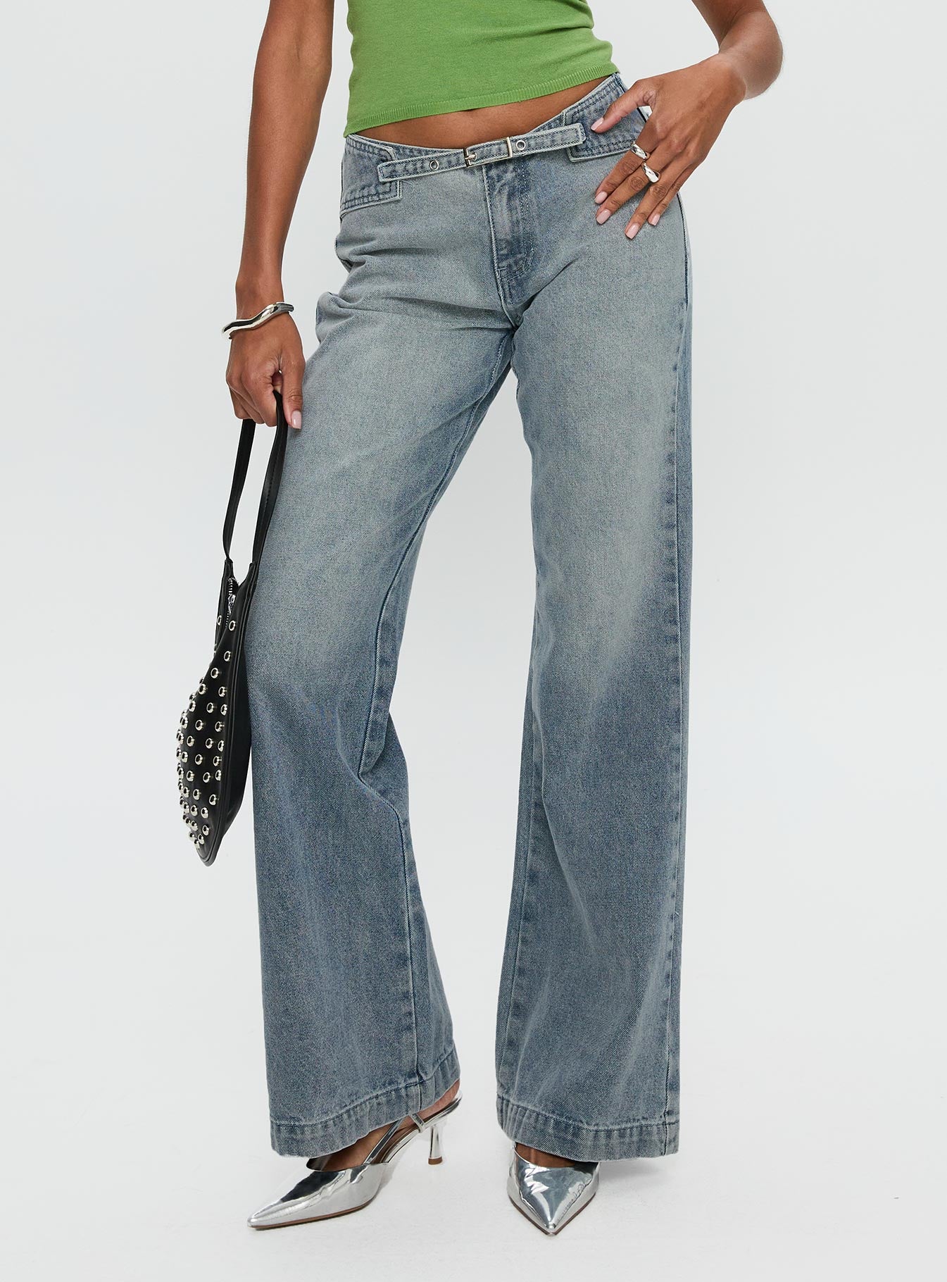 Slow Ride Belted Jeans Light Blue、mySite、solidvoid