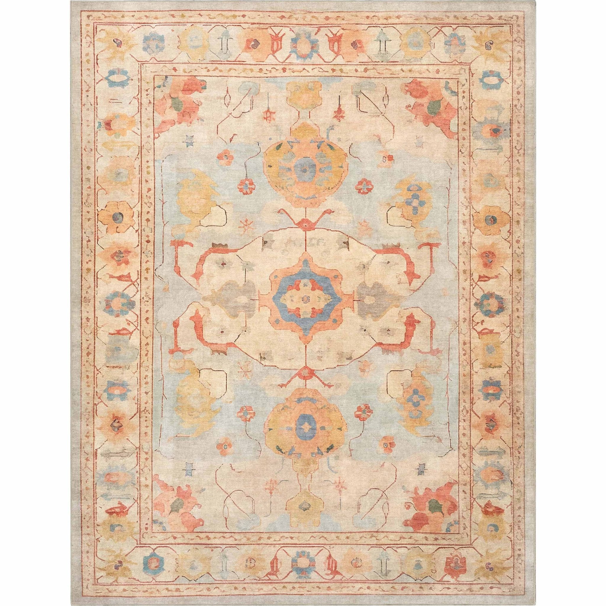 Pastel Tone On Tone - Updated Traditional Rug for Living Room Bedroom Dining Room ,Easy Clean、mySite、gigharbornorthrealestate