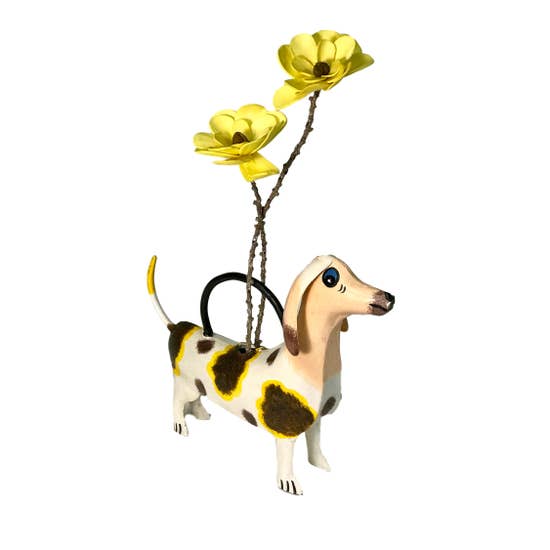 Dora the Dachshund Metal Art Watering Can Polka Dot Doggy *、mySite、g9winljtr