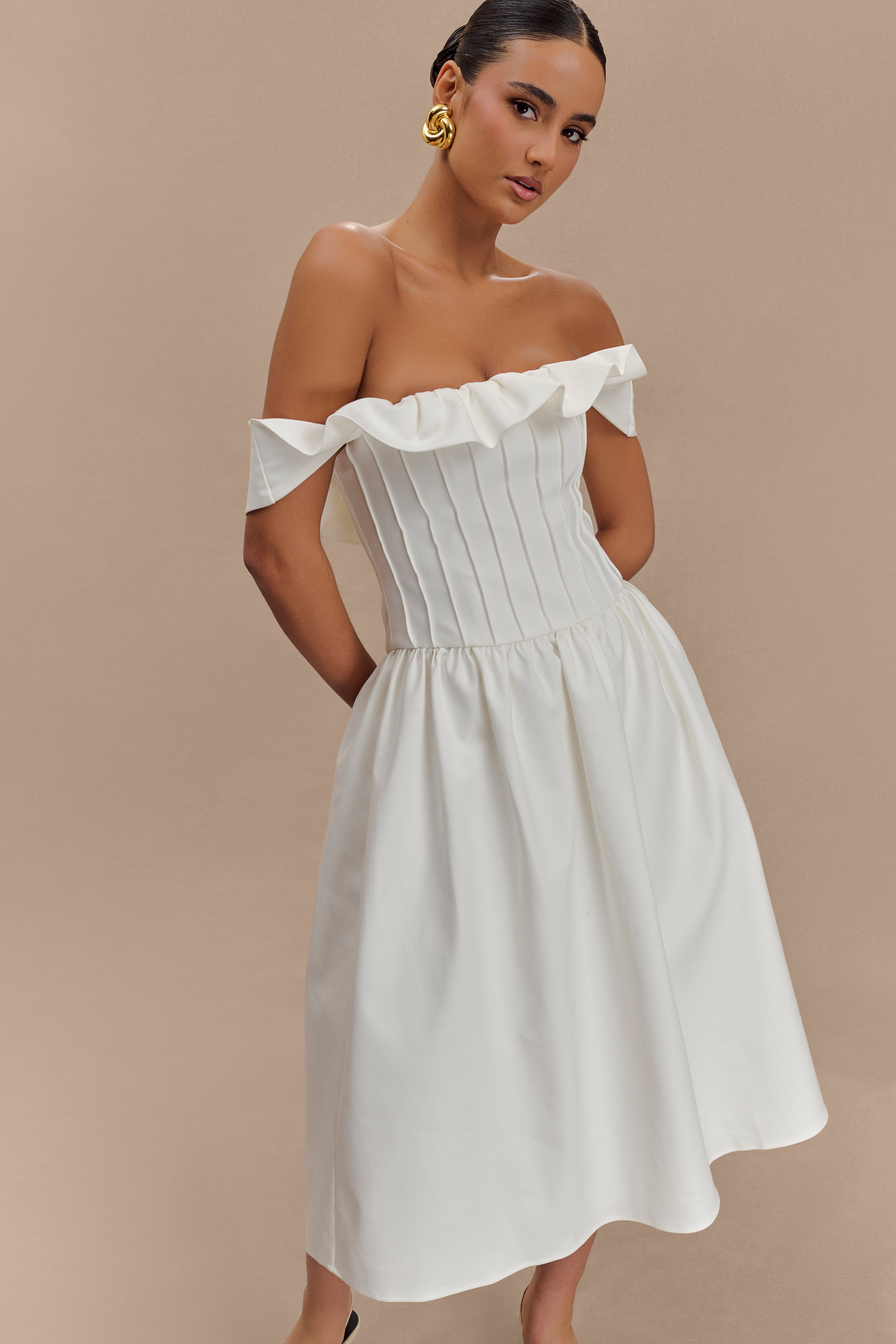 Orla Strapless Cotton Midi Dress - White、mySite、solidvoid