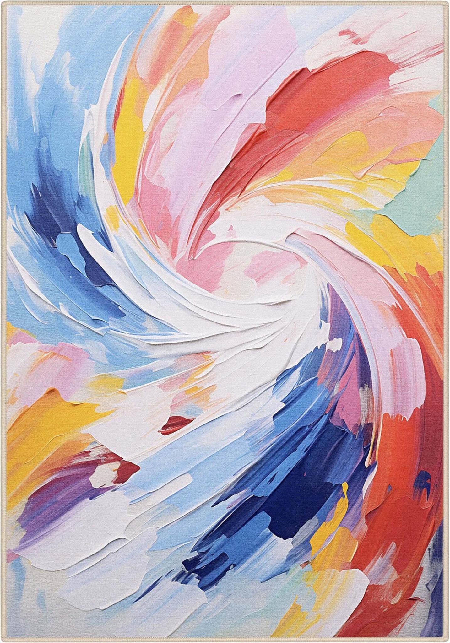 Apollo Strokes Colorful Waves Abstract Vibrant Stain-Resistant Rug - Easy to Clean、mySite、gigharbornorthrealestate