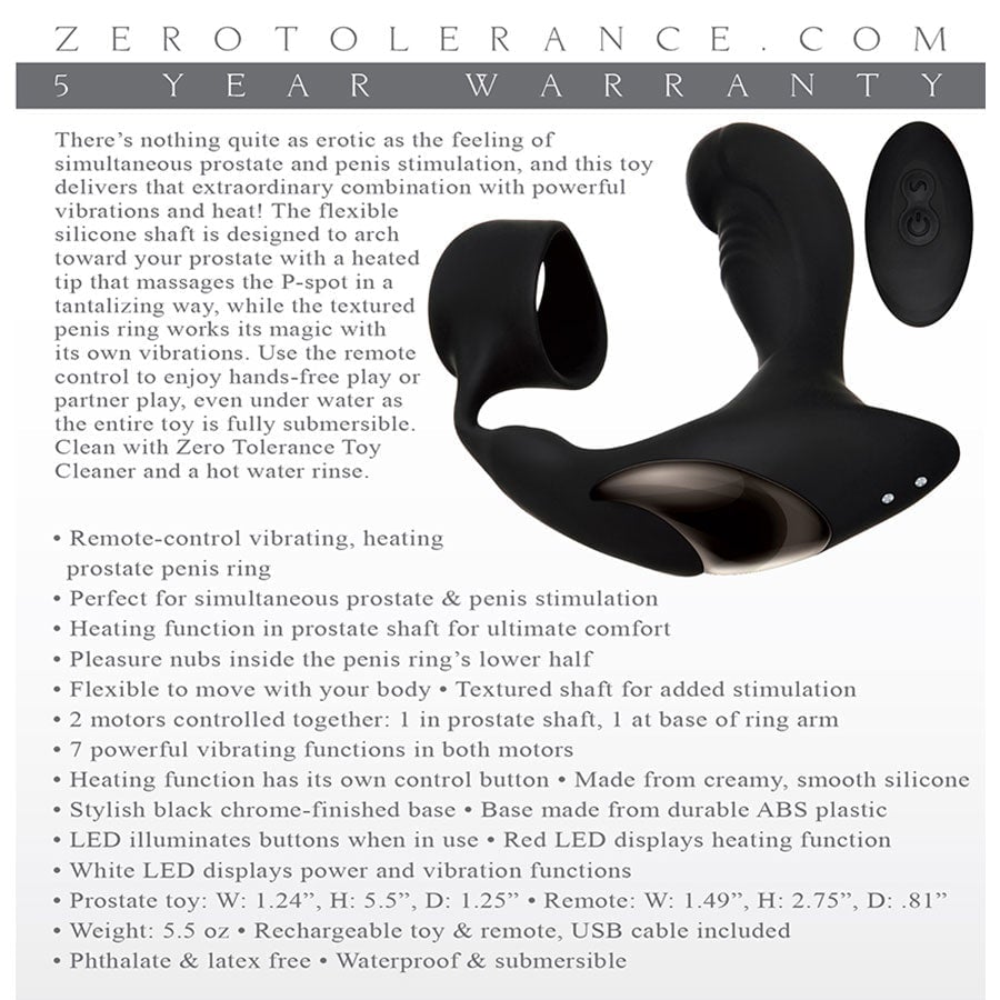 Strapped & Tapped Heating Vibrating Silicone Cock Ring Prostate Massager by Zero Tolerance、mySite、bottomscart