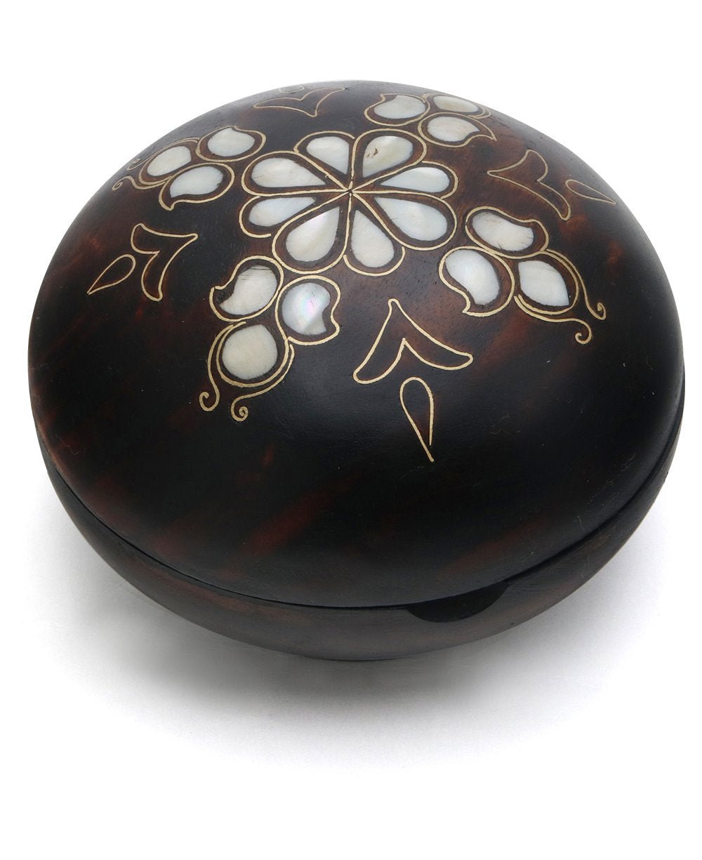 Mother of Pearl Inlay Round Wood Trinket Boxes、mySite、topwebapps