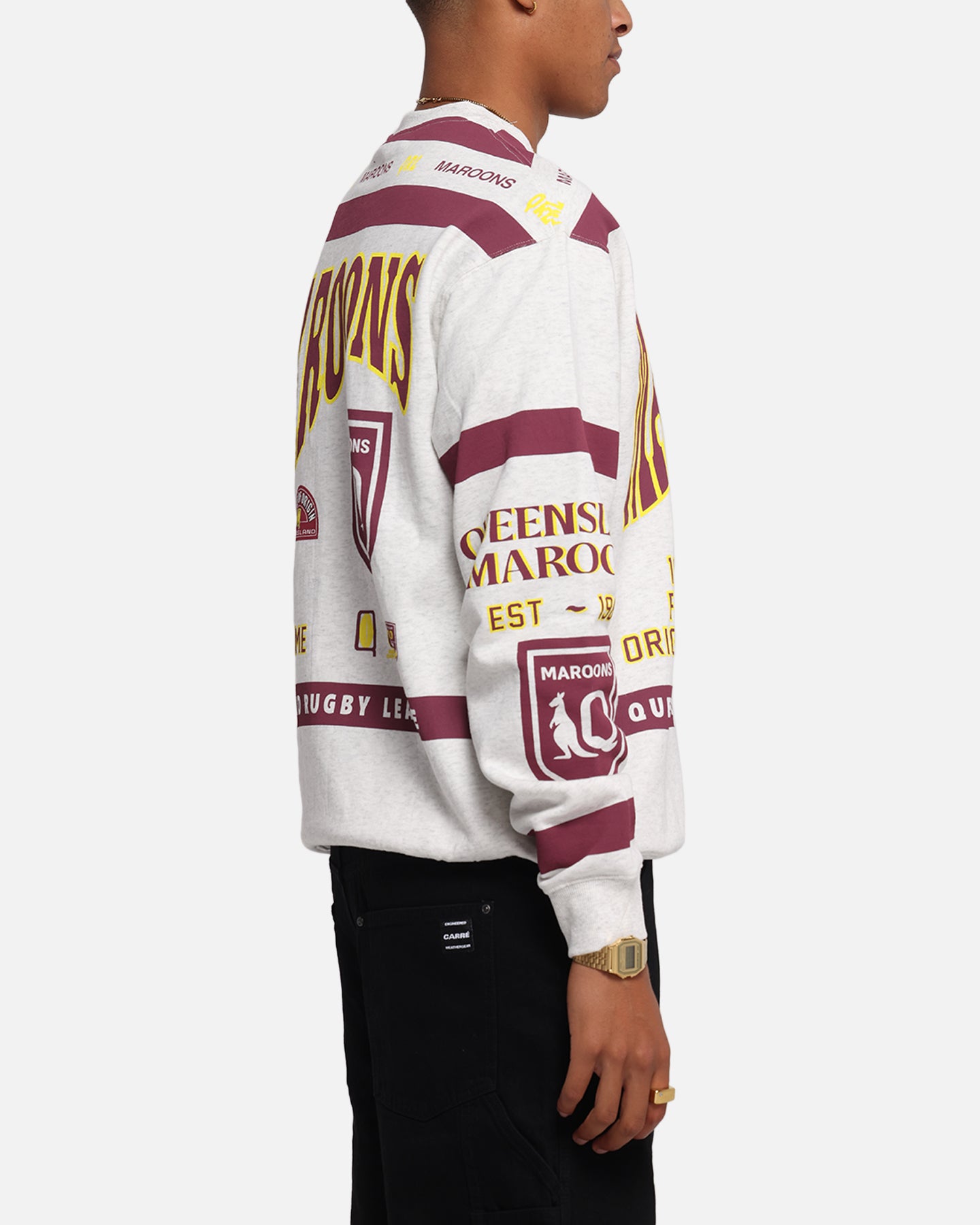 Queensland Rugby League Queensland Maroons Team Crewneck Silver Marle、mySite、zt4zffjzw