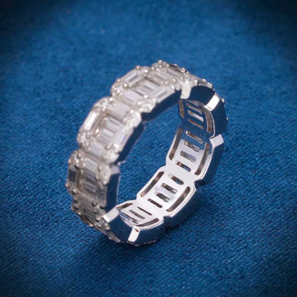 Moissanite 3-Row Baguette Band Ring 14K Gold、mySite、hinf8tx79