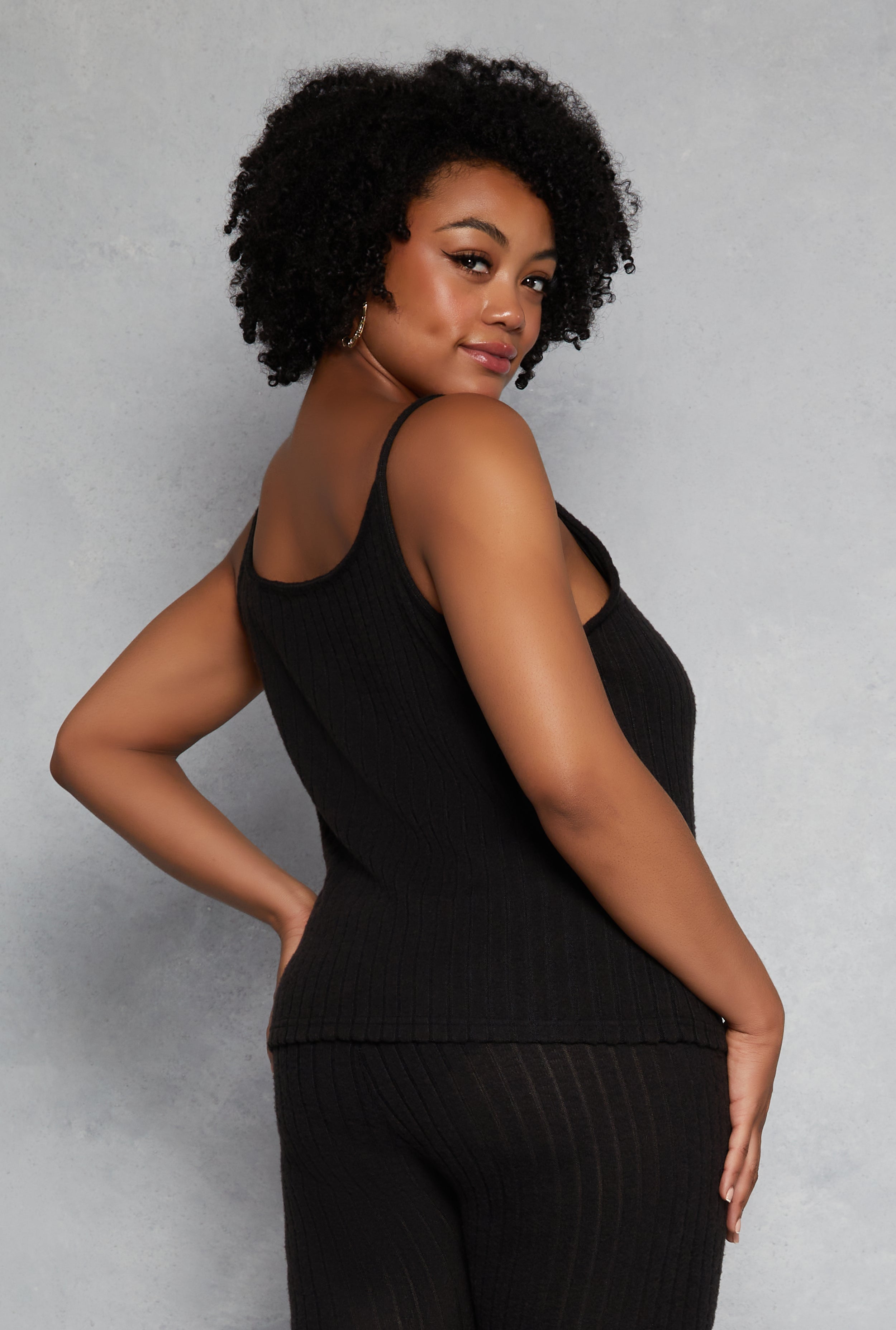 Plus Size Brushed Ribbed Knit Cami、mySite、camillekostekn