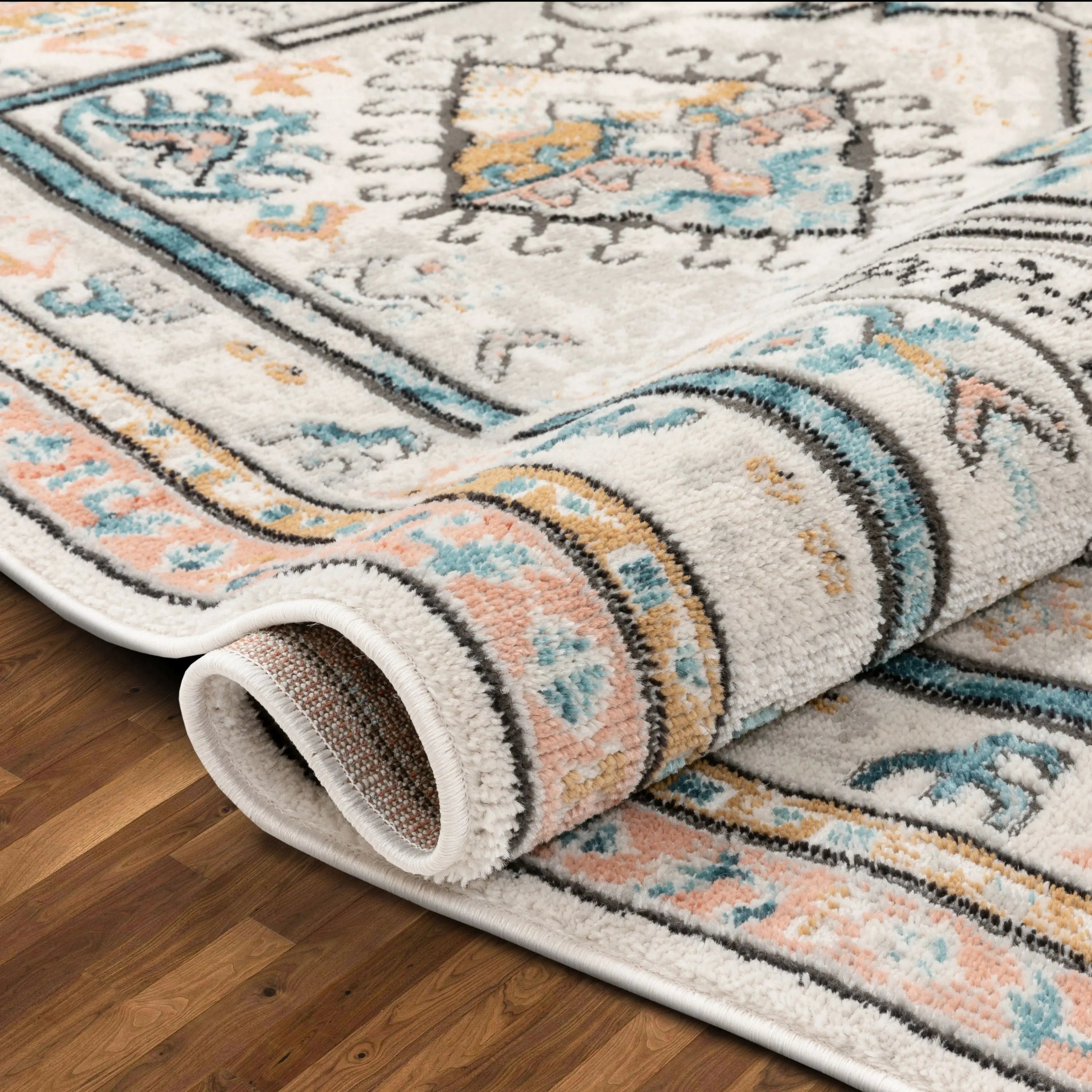 Valeria Bohemian Vintage Oriental Botanical Blue Rug、mySite、gigharbornorthrealestate