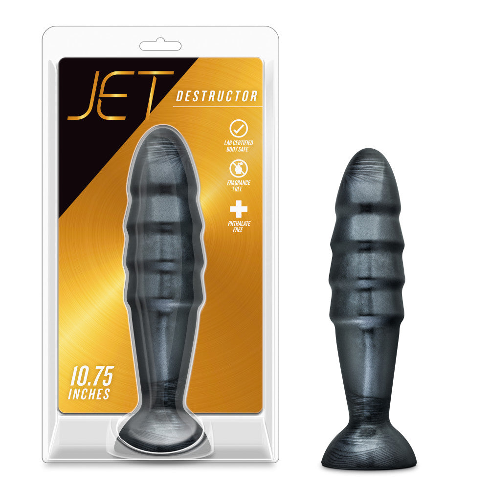 Jet By Blush® | Destructor Carbon Metallic Black 10.75-Inch Anal Plug With Suction Cup Base、mySite、bottomscart