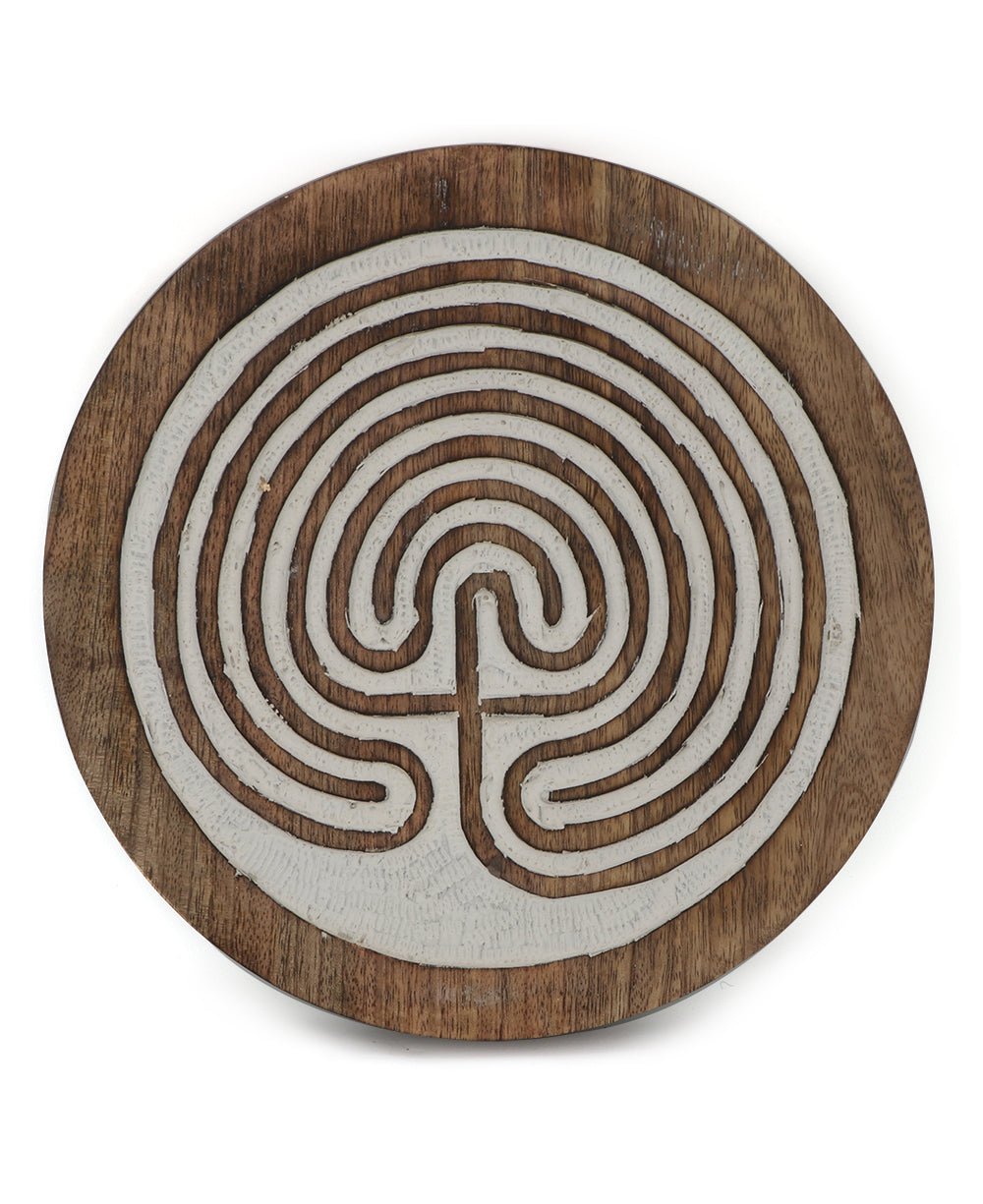 Fairtrade Seven Circle Wood Meditation Labyrinth Trivet and Wall Hanging、mySite、topwebapps