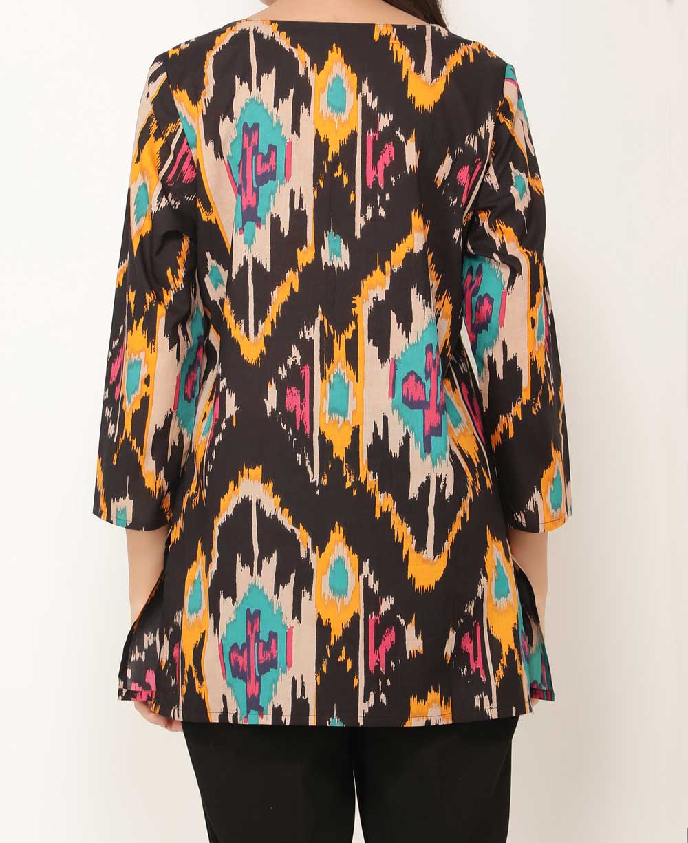 Ikat Inspired Printed Cotton Tunic Top、mySite、topwebapps