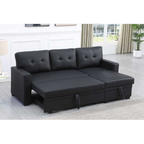 Upholstered Pull out Sectional Sofa with Chaise、、casual