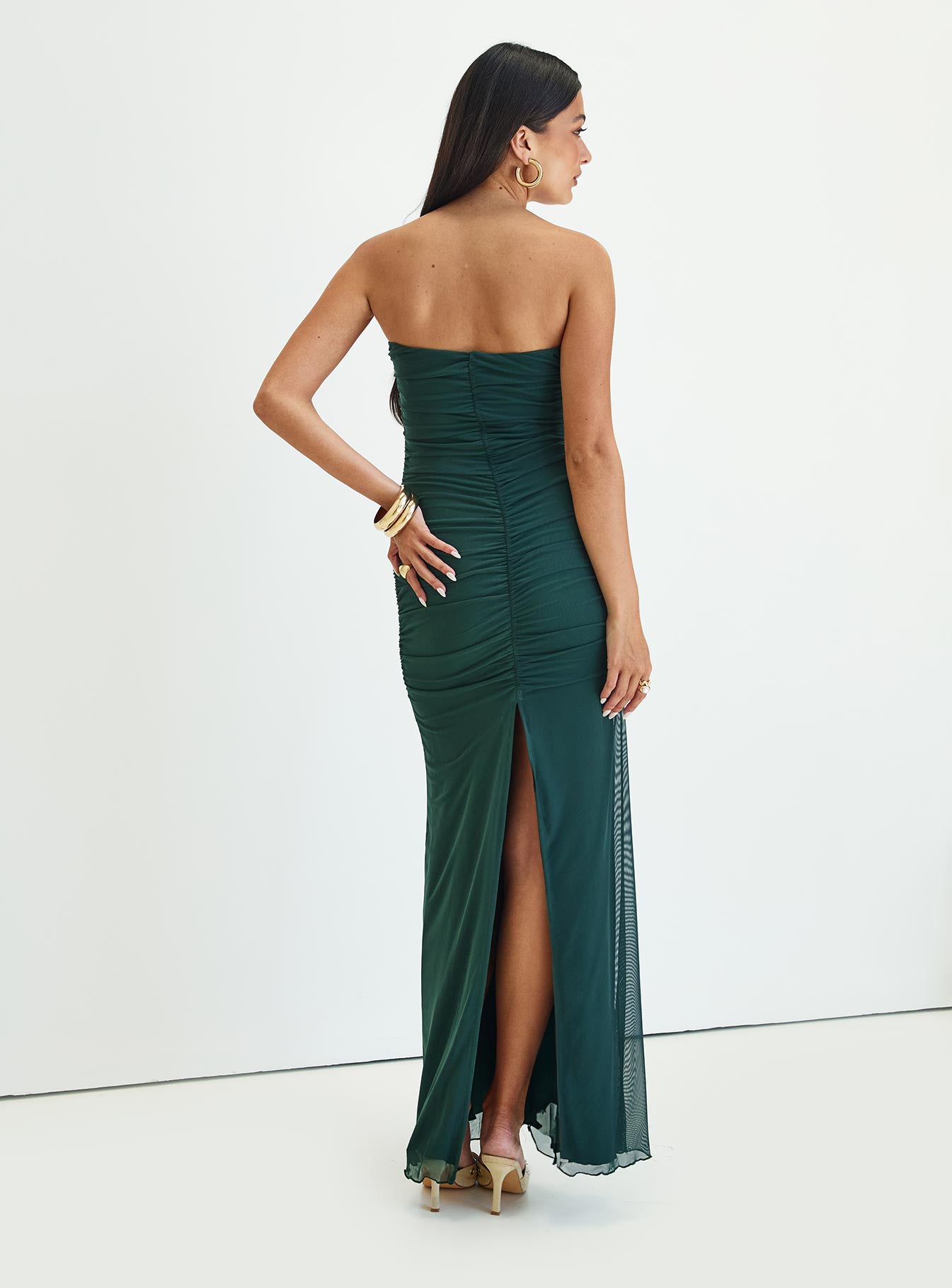 Gomeza Strapless Cut Out Maxi Dress Dark Green、mySite、solidvoid