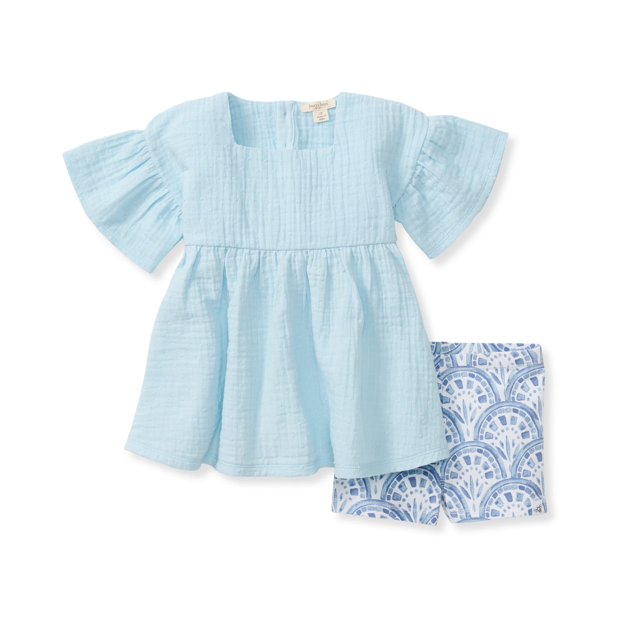 Dotted Muslin Organic Cotton Girl Top & Shorts Set、mySite、g9winljtr