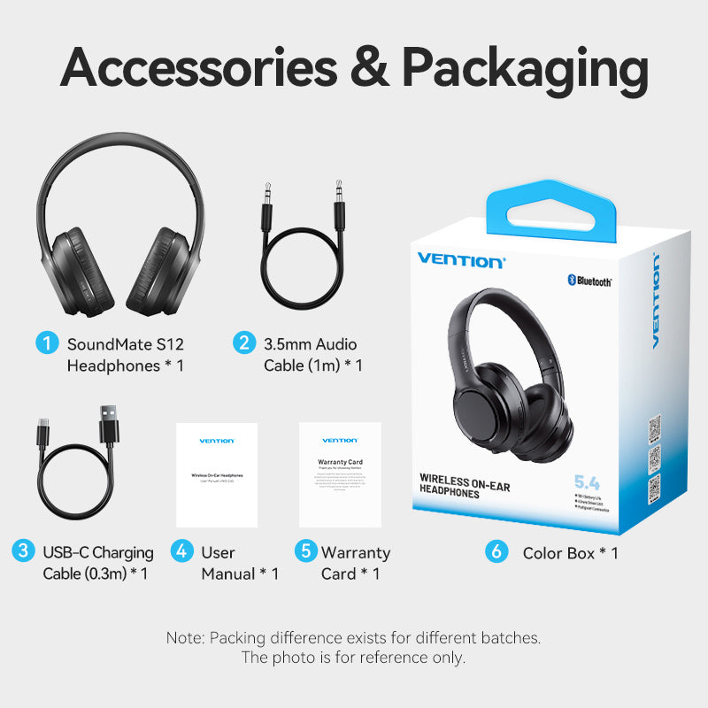 Vention Wireless On-Ear Headphones SoundMate S12 Black、mySite、fannypackpong