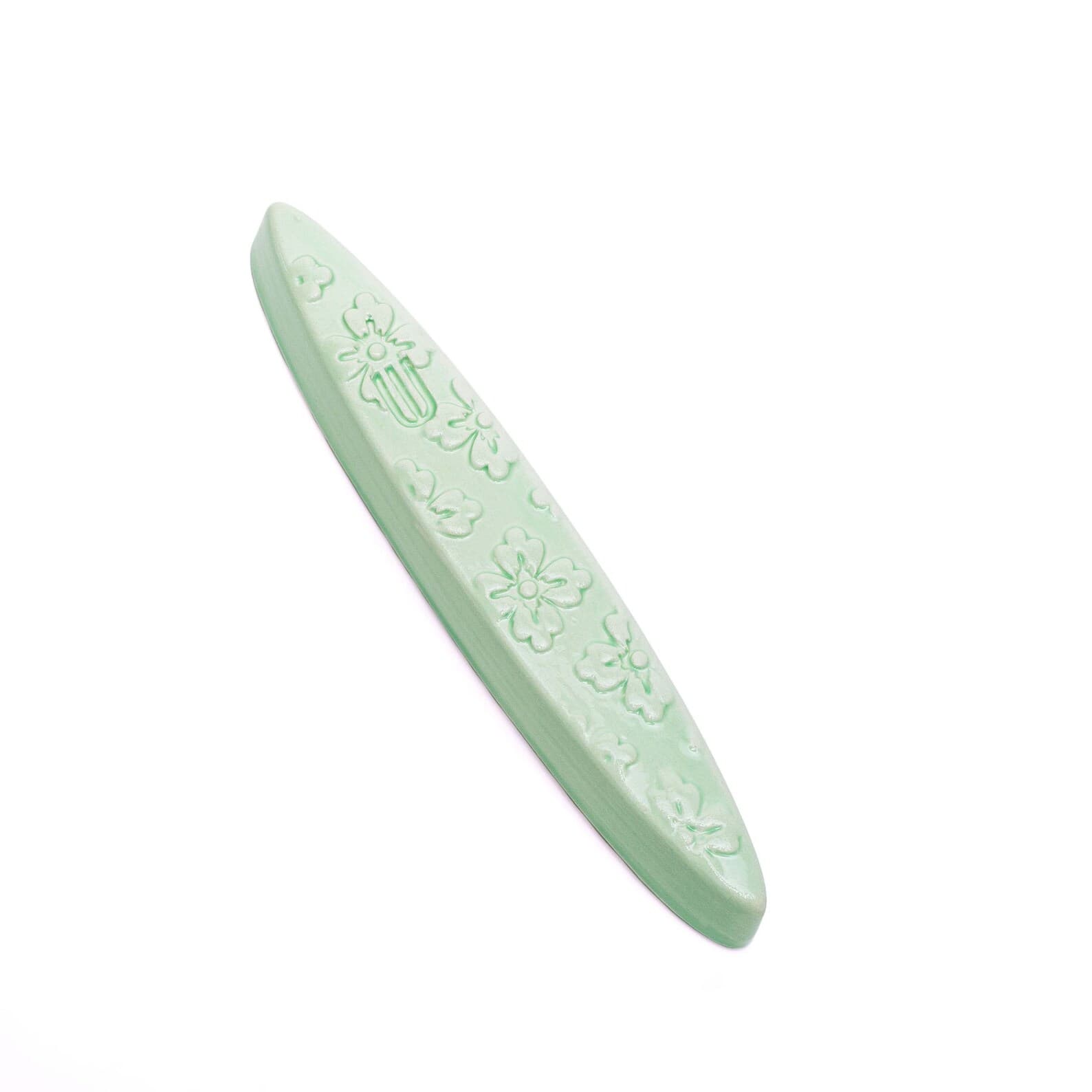 Mint Green Floral Ceramic Mezuzah Case by Mickala Design、mySite、topwebapps
