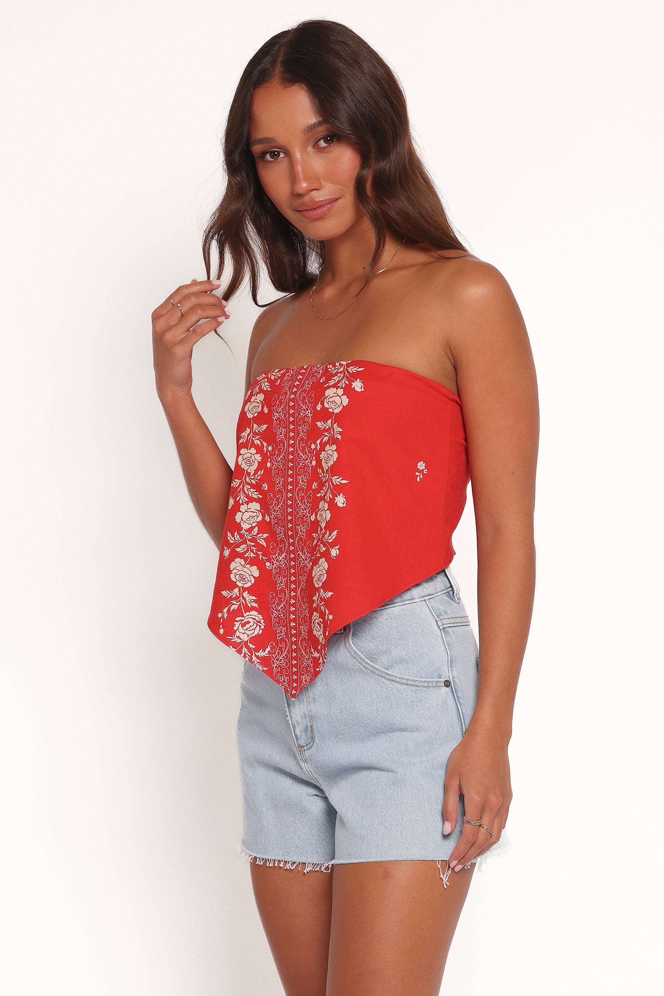  Ilara Strapless Top - Red Floral、mySite、sugarbowlscore