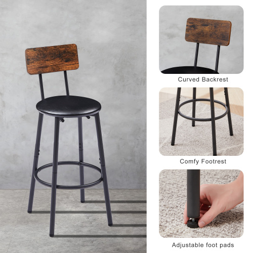 Bar Table Set with 2 Bar stools PU Soft seat with backrest, Grey, 23.62'' W x 23.62'' D x 35.43'' H、、casual