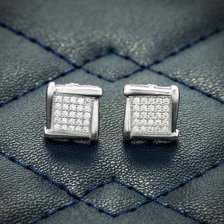 8MM Moissanite Square Cluster Earrings 14K Gold、mySite、hinf8tx79