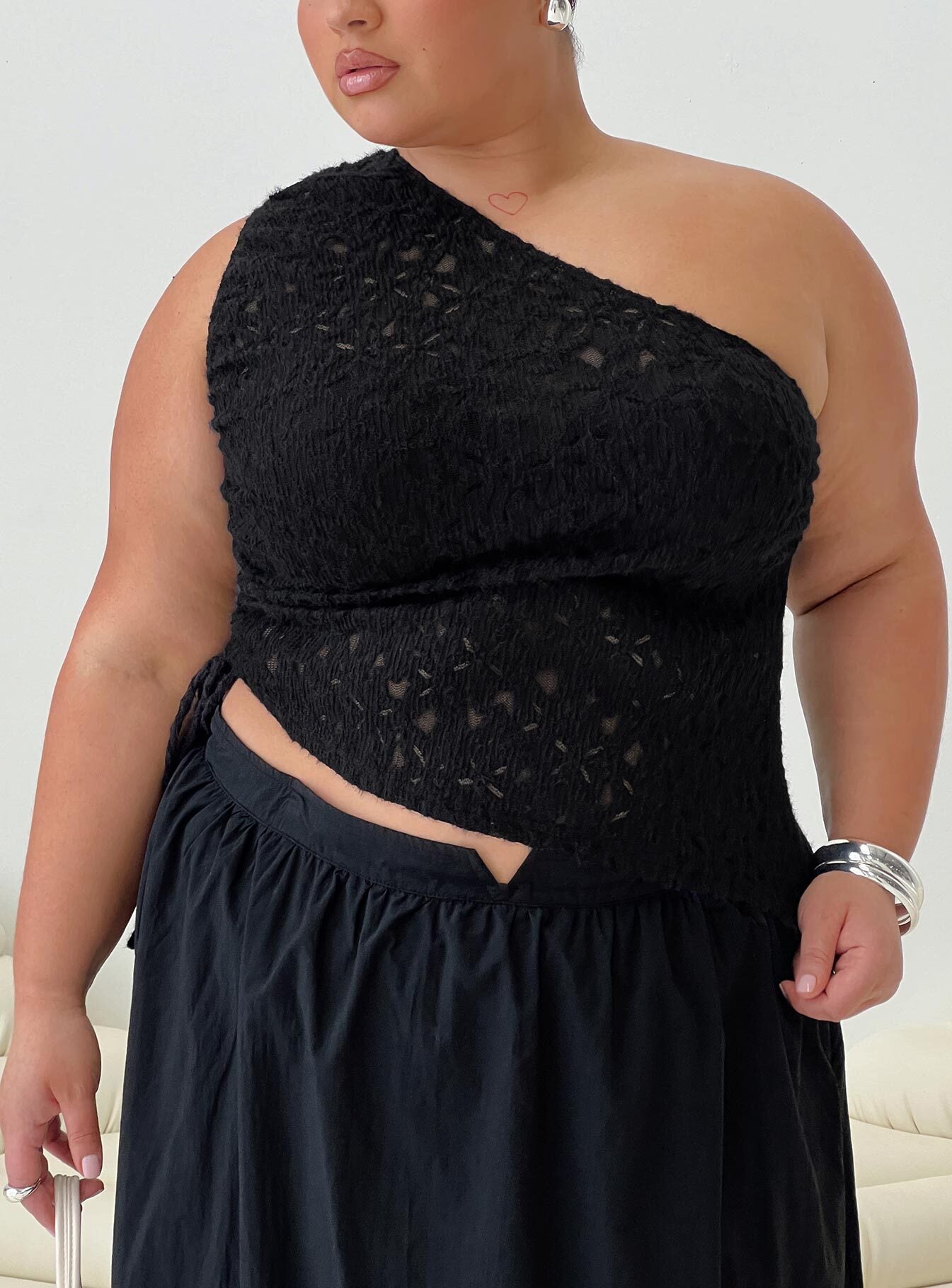 Sensua One Shoulder Top Black、mySite、solidvoid