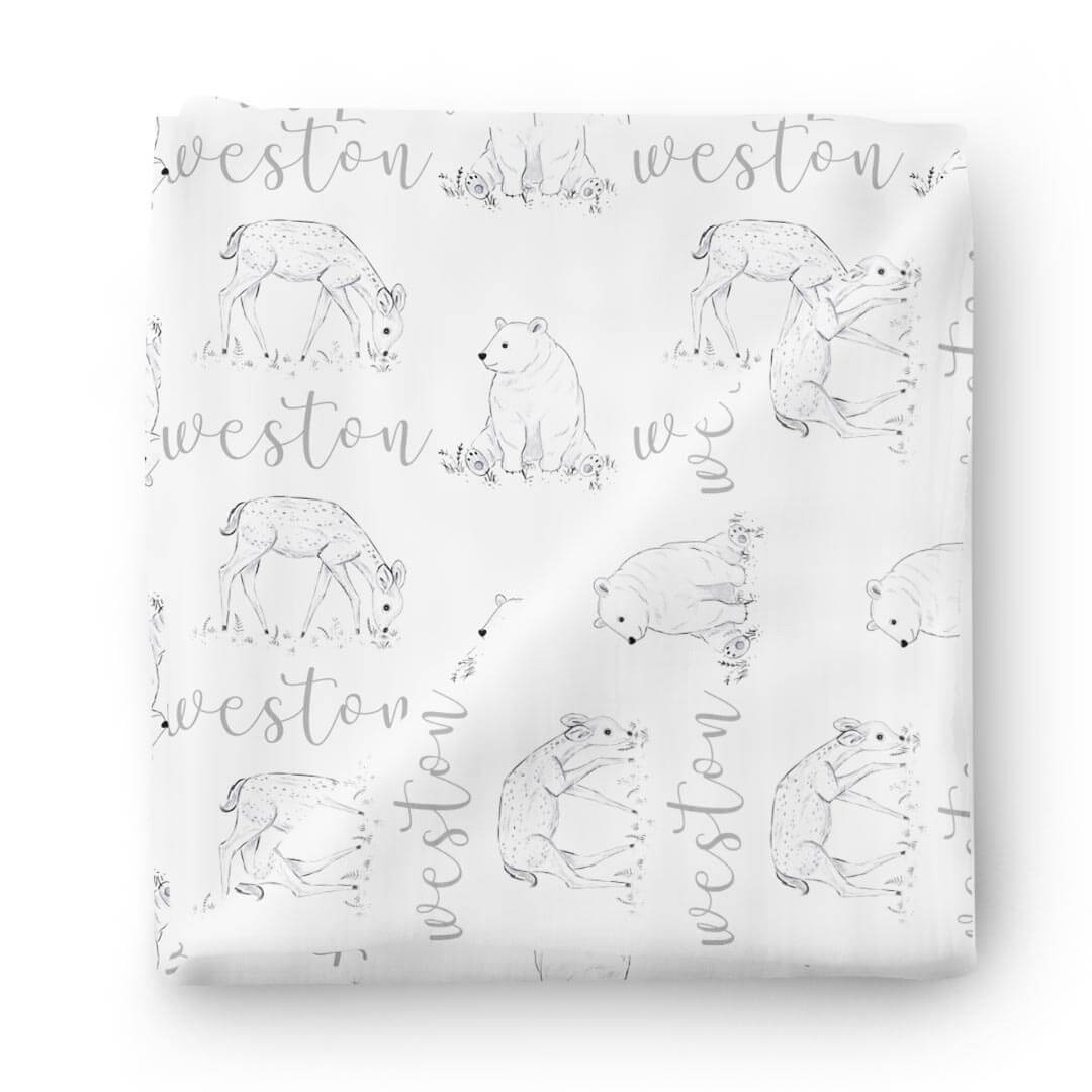  Weston's Woodland Personalized Baby Name Swaddle Blanket、mySite、layawaytickets