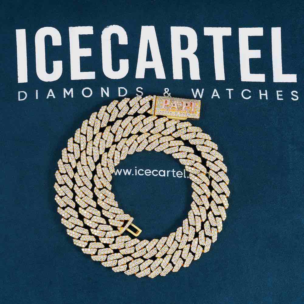 CUSTOM CLASP 2-Row 10MM Moissanite Cuban Link Chain 14K Gold、mySite、hinf8tx79