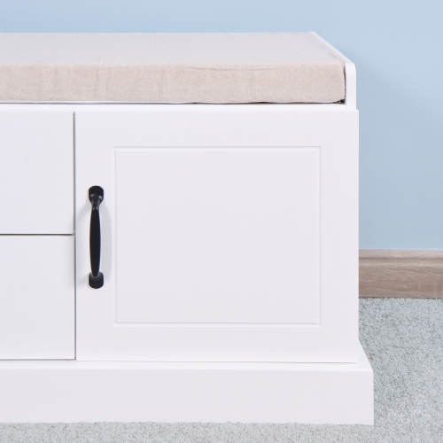 White Bathroom Floor-standing Storage Table with a Drawer、、casual