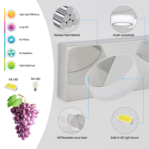 (Same as W1340110595/L2010) 45" Modern 6-Light LED Vanity Light, Sleek Black Bathroom Wall Light Fixture for Mirror, Shower, and Bathroom Decor、、eastwooduniform