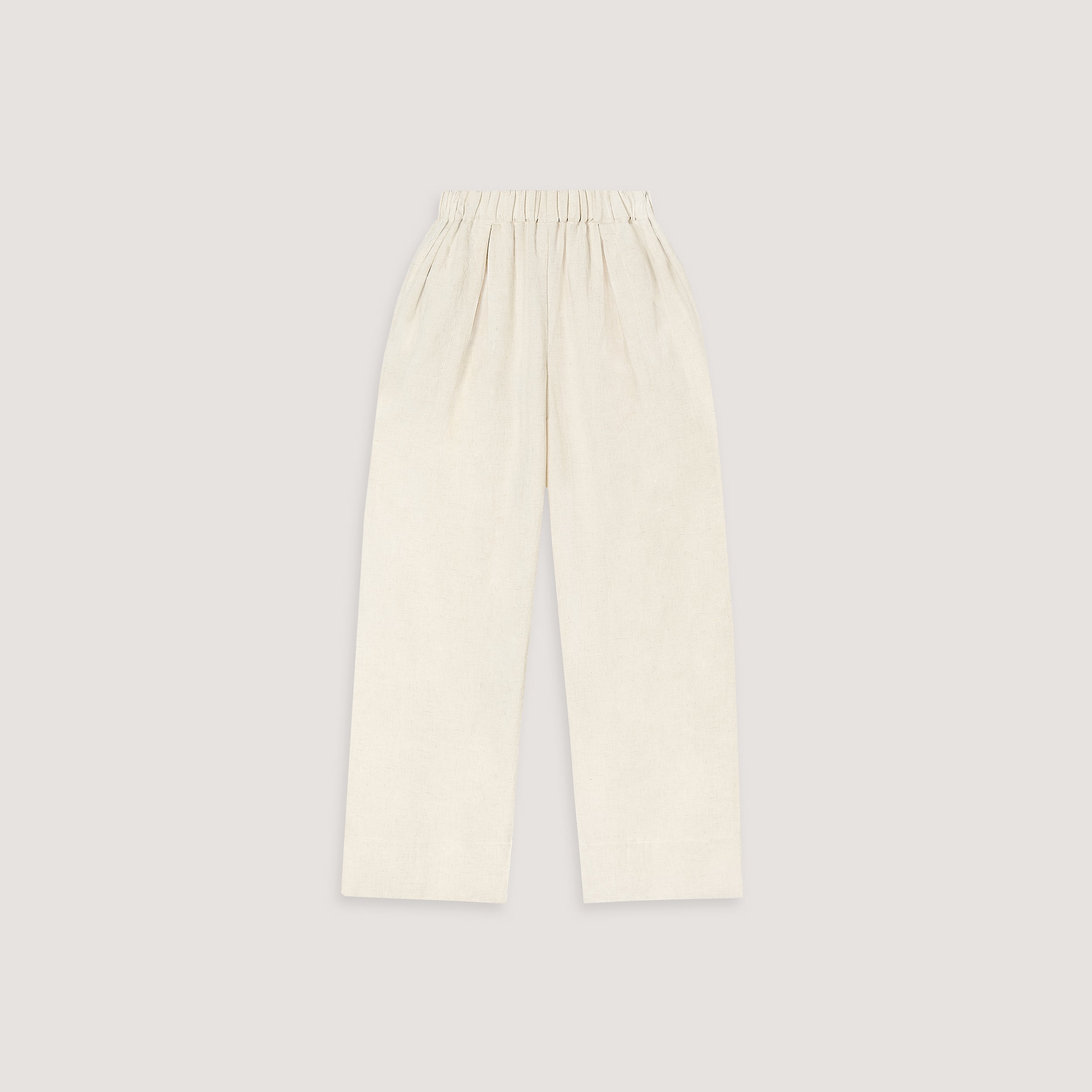 Linen Blend Wide-Leg Trousers - Cream、mySite、bengalsvssteelers