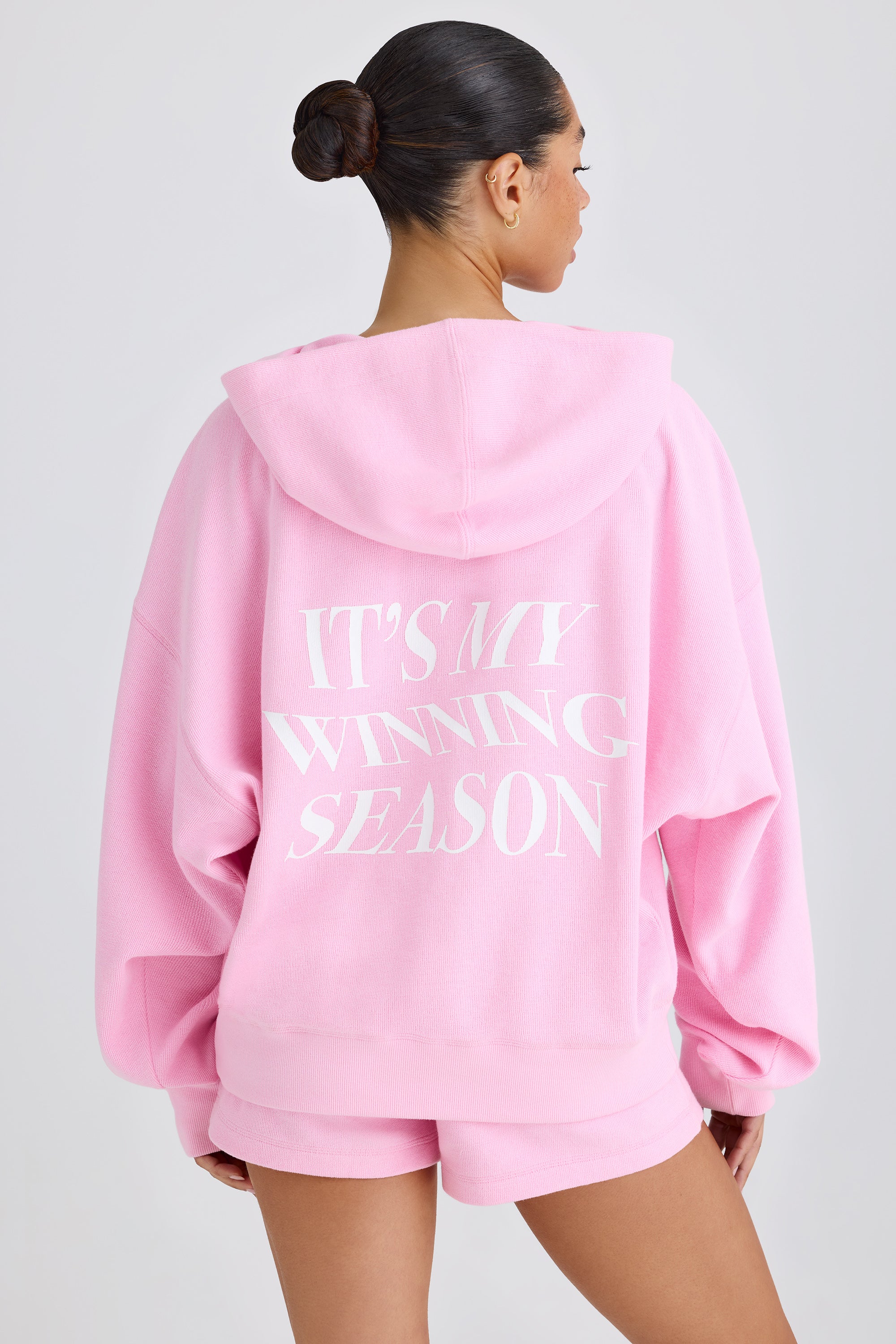 Graphic-Print Hoodie in Bubblegum Pink、mySite、solidvoid